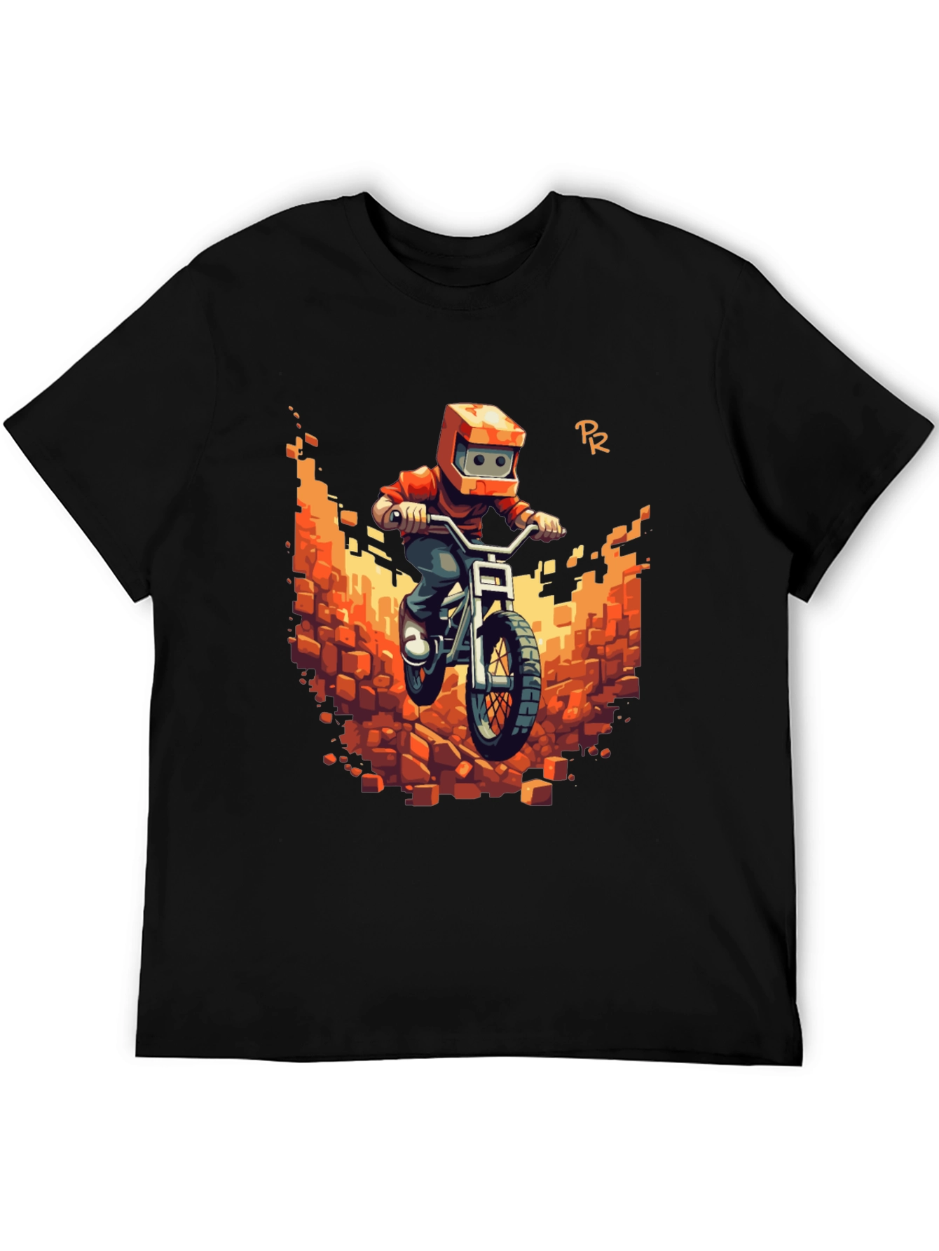 Pixel Bike Rider Black T-Shirt