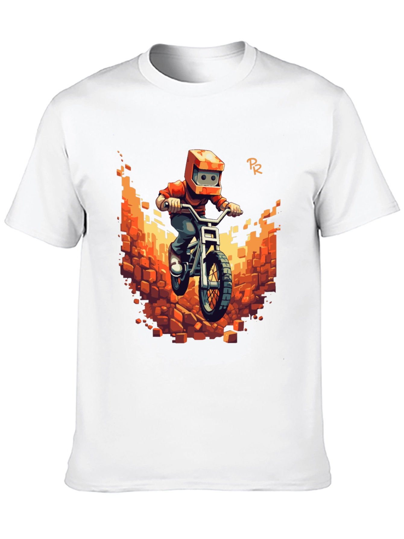 Pixel Bike Rider Black T-Shirt
