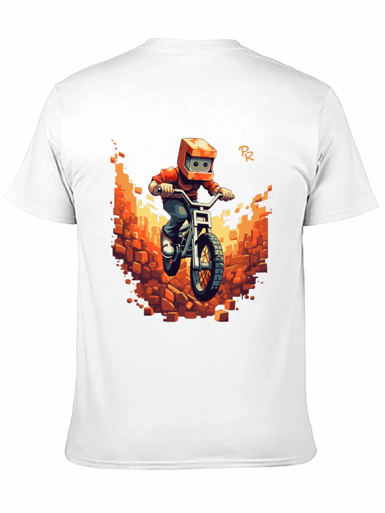 Pixel Bike Rider Black T-Shirt