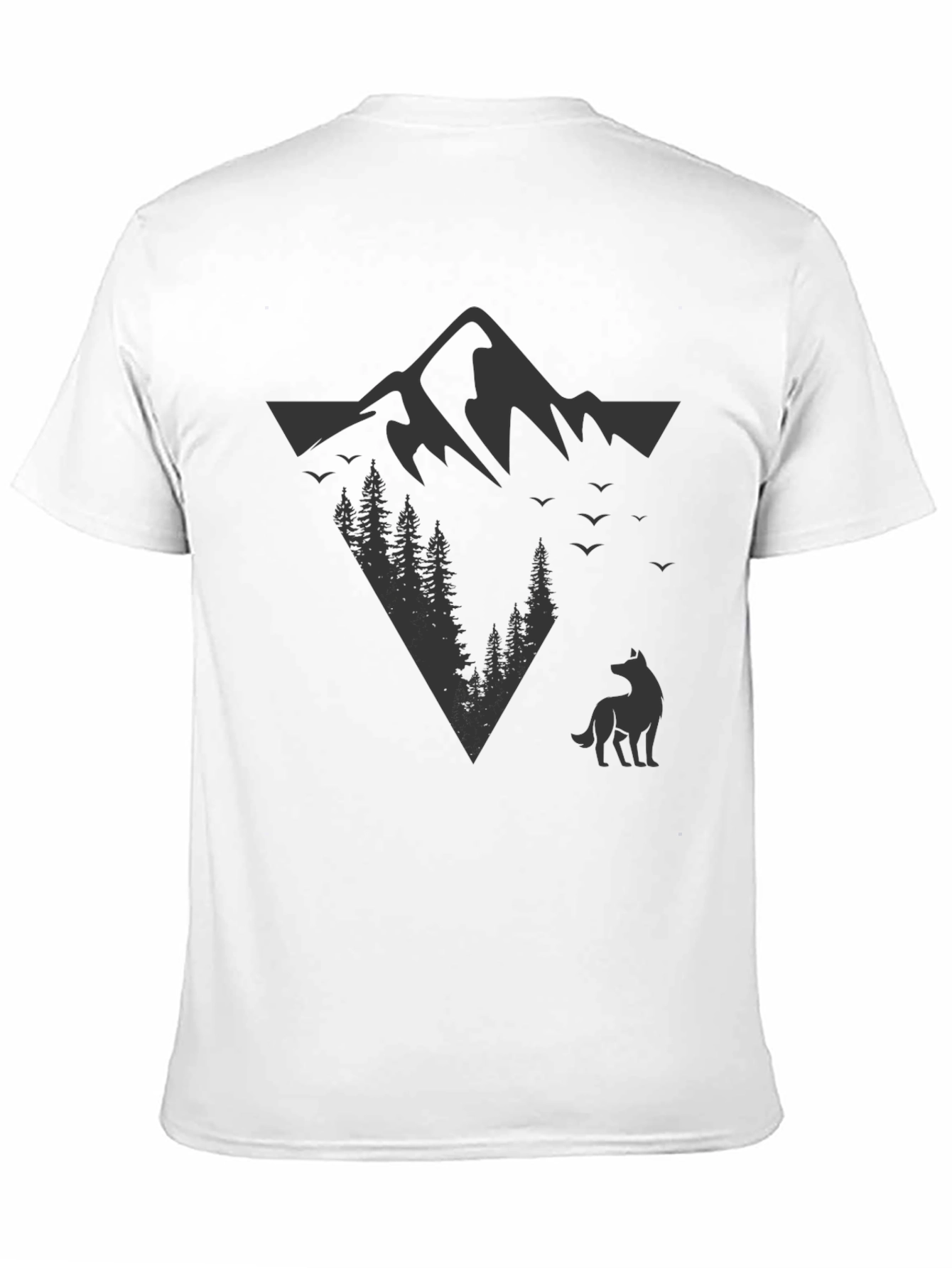 Mountain & Wolf Graphic Tee - Black Cotton T-Shirt