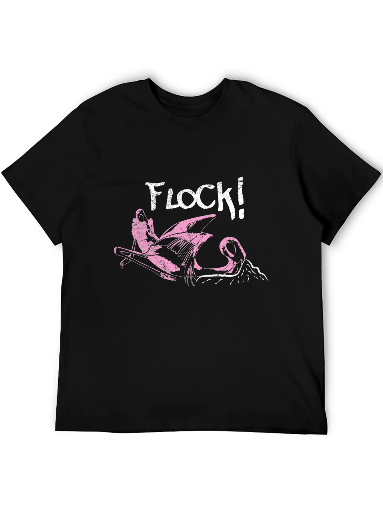 Flock! Flamingo Graphic Print Black T-Shirt