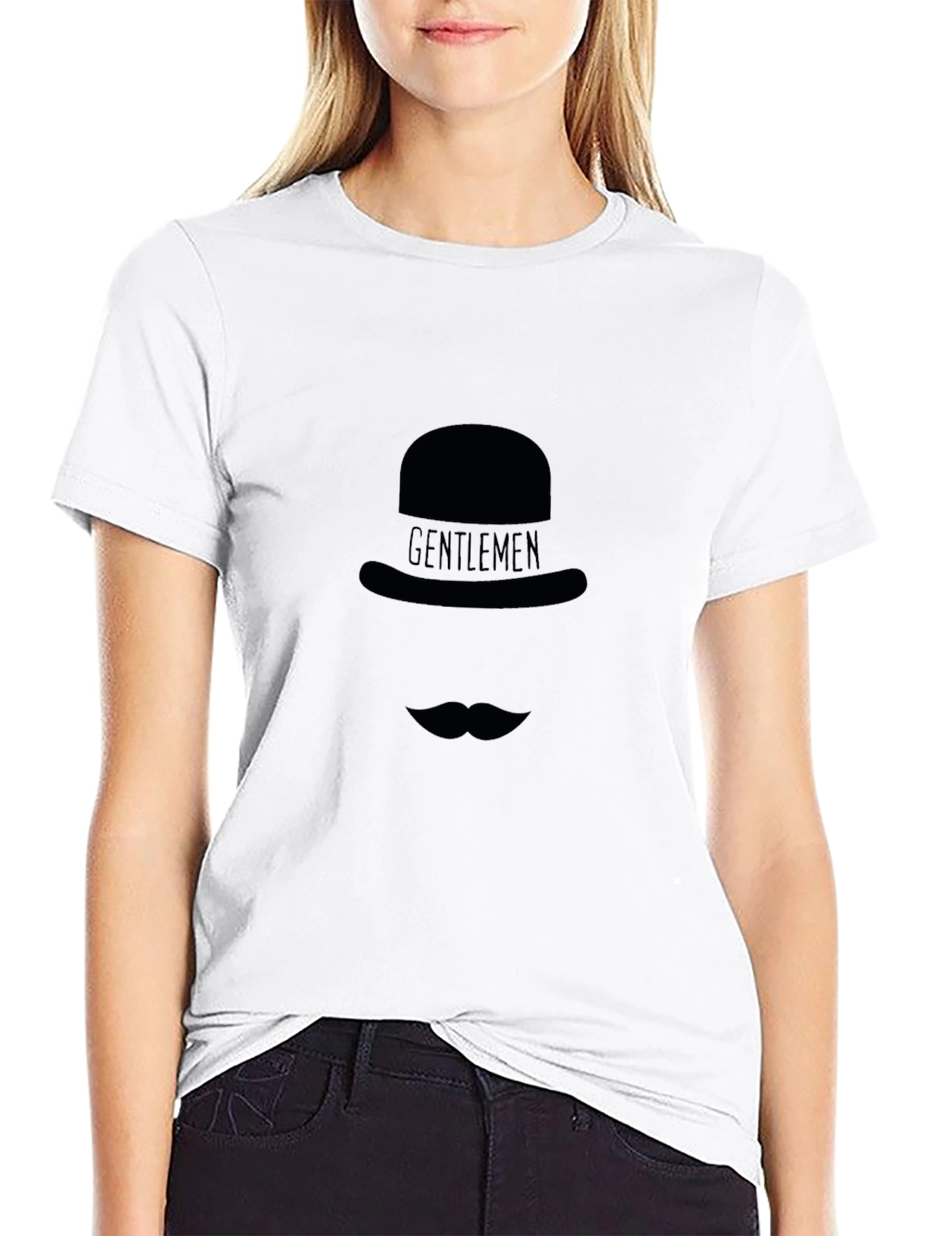 Gentlemens Hat & Mustache Graphic Tee - Black