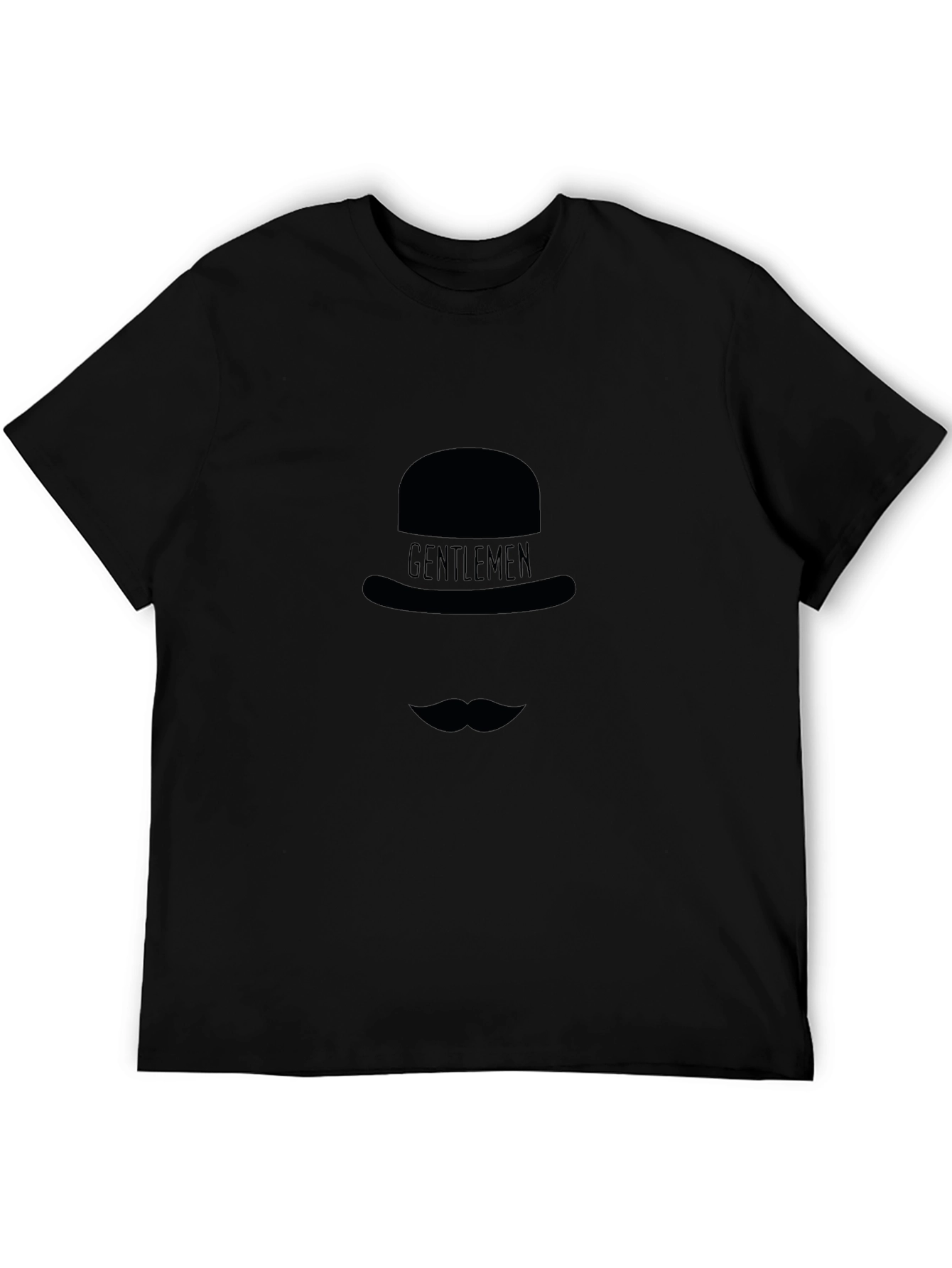 Gentlemens Hat & Mustache Graphic Tee - Black