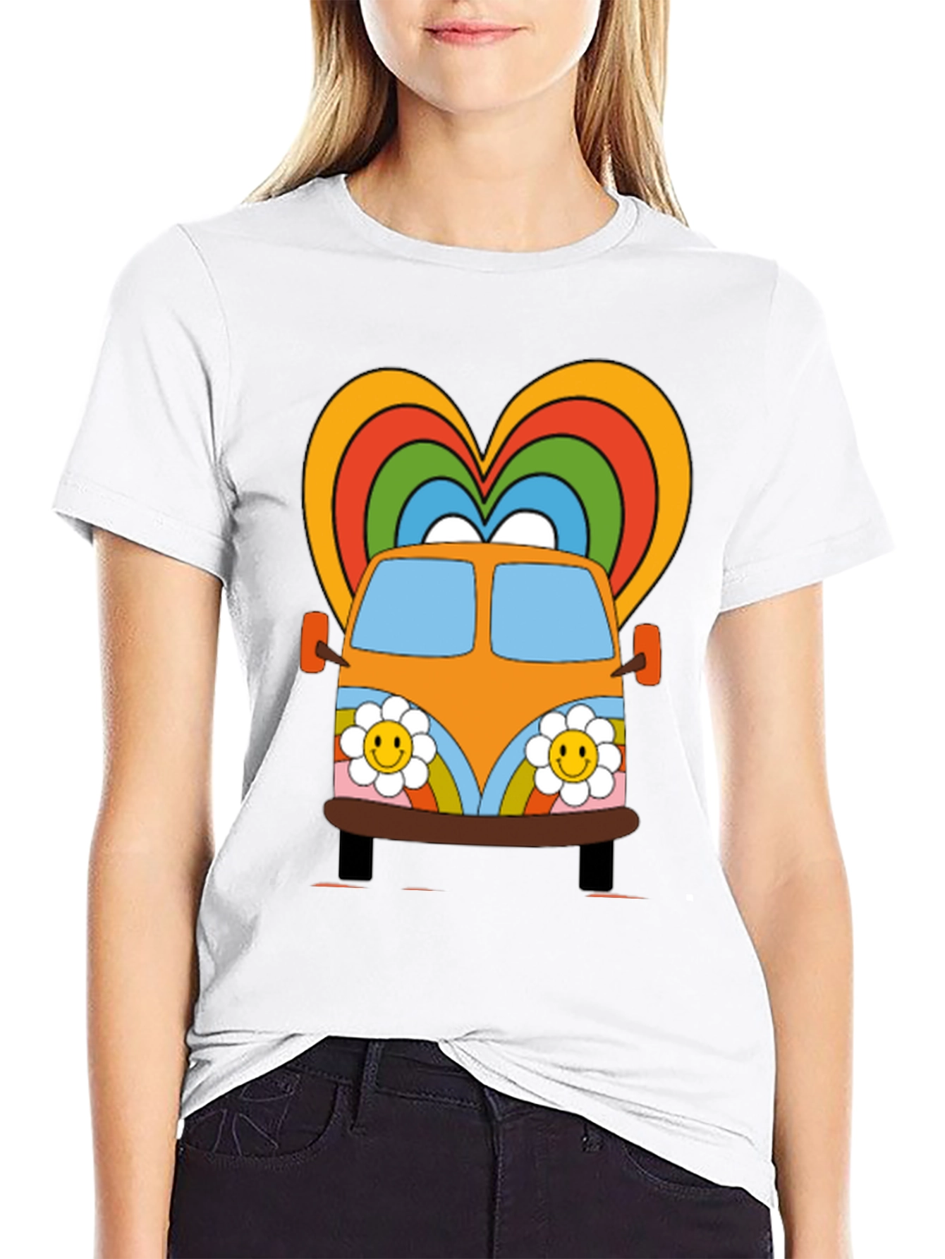 Retro Hippie Van Heart Graphic Tee