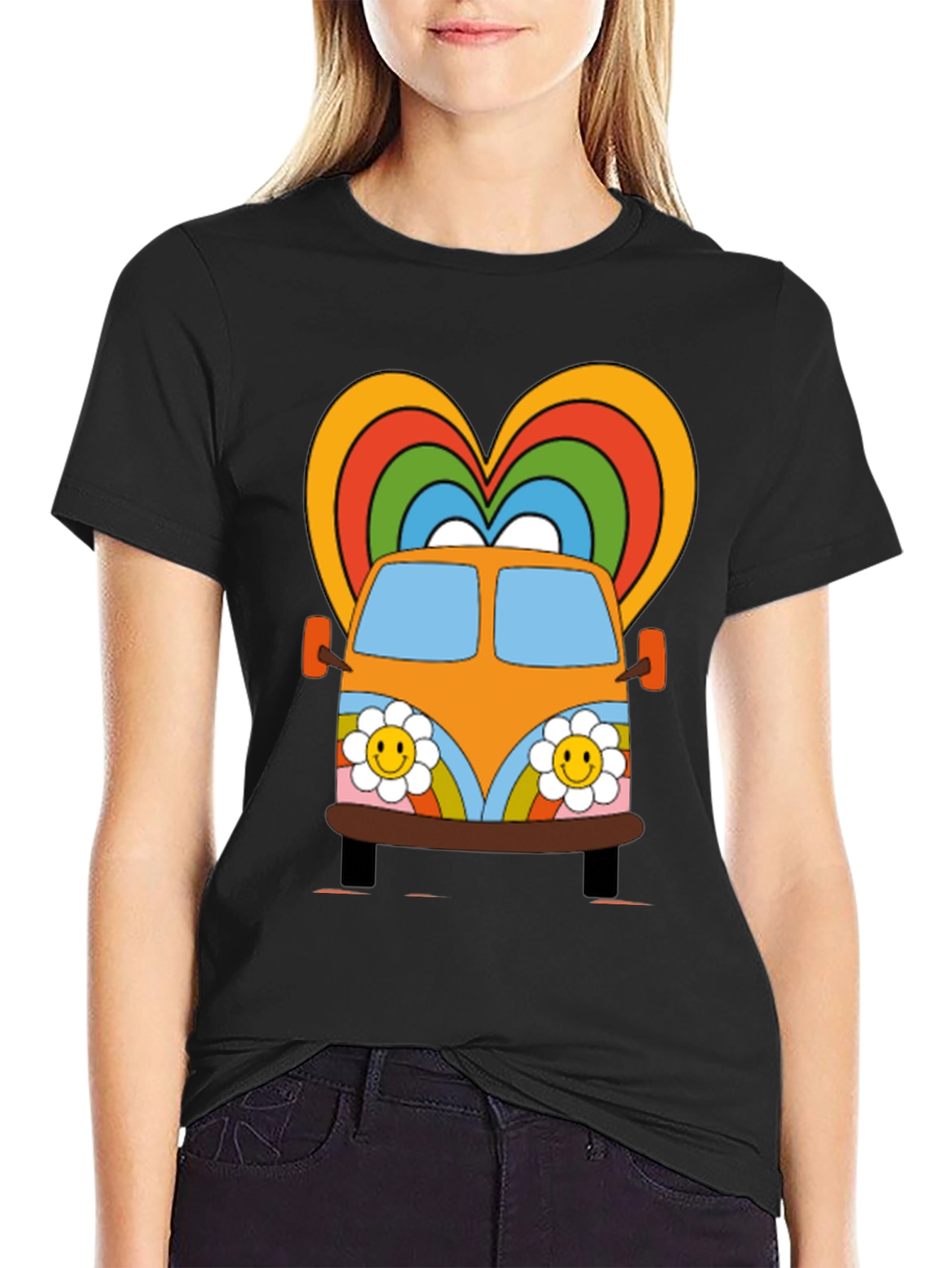 Retro Hippie Van Heart Graphic Tee