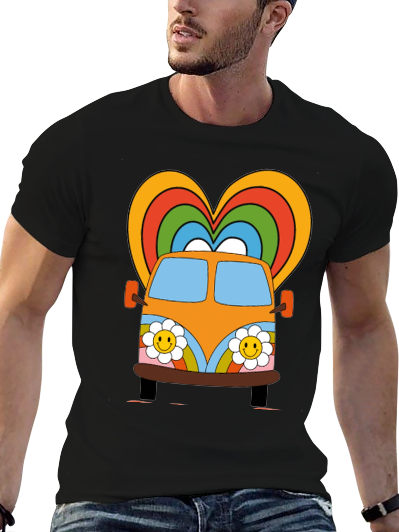 Retro Hippie Van Heart Graphic Tee