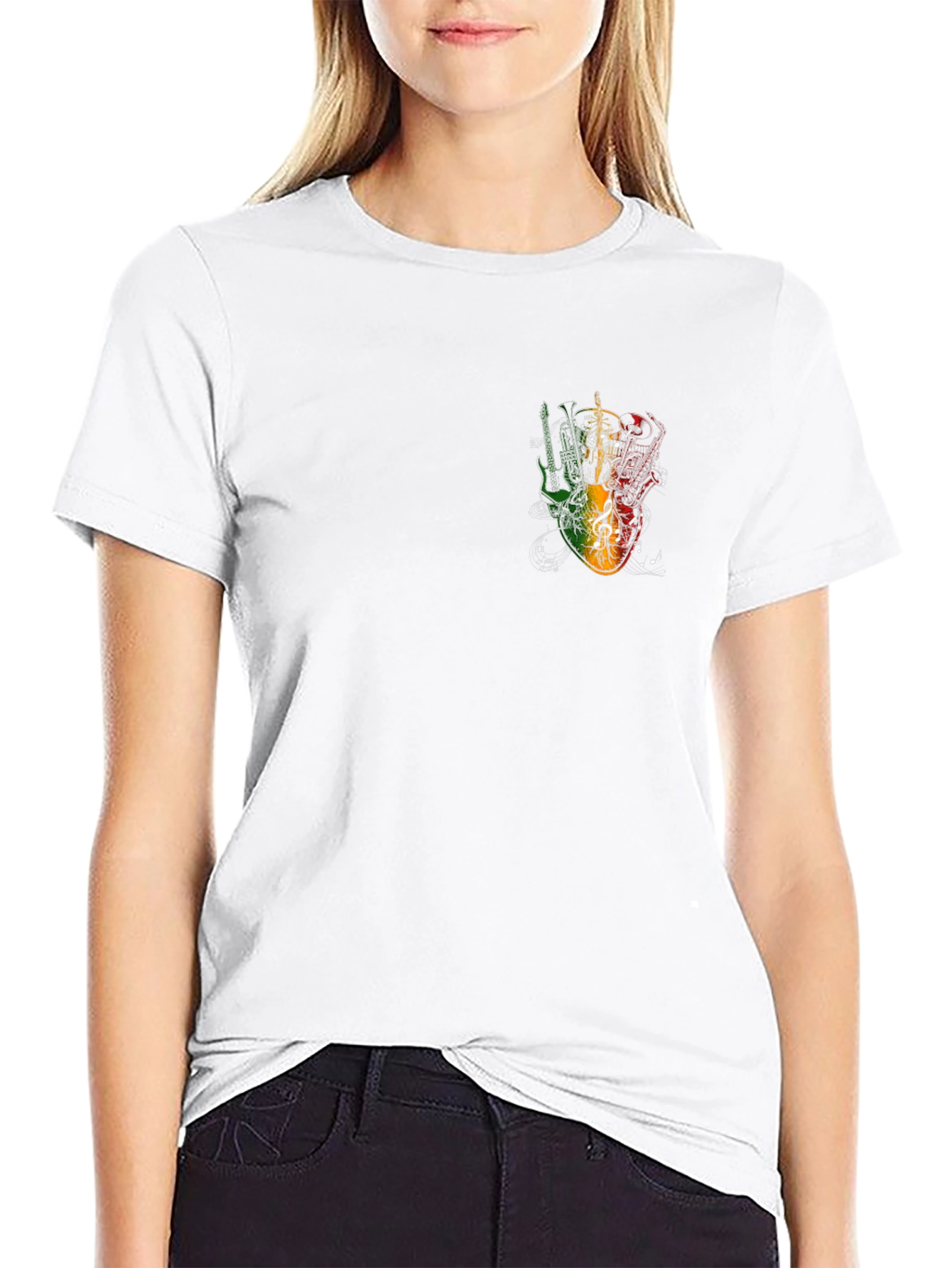 Rasta Guitar Graphic Black Tee - Music Lovers T-Shirt