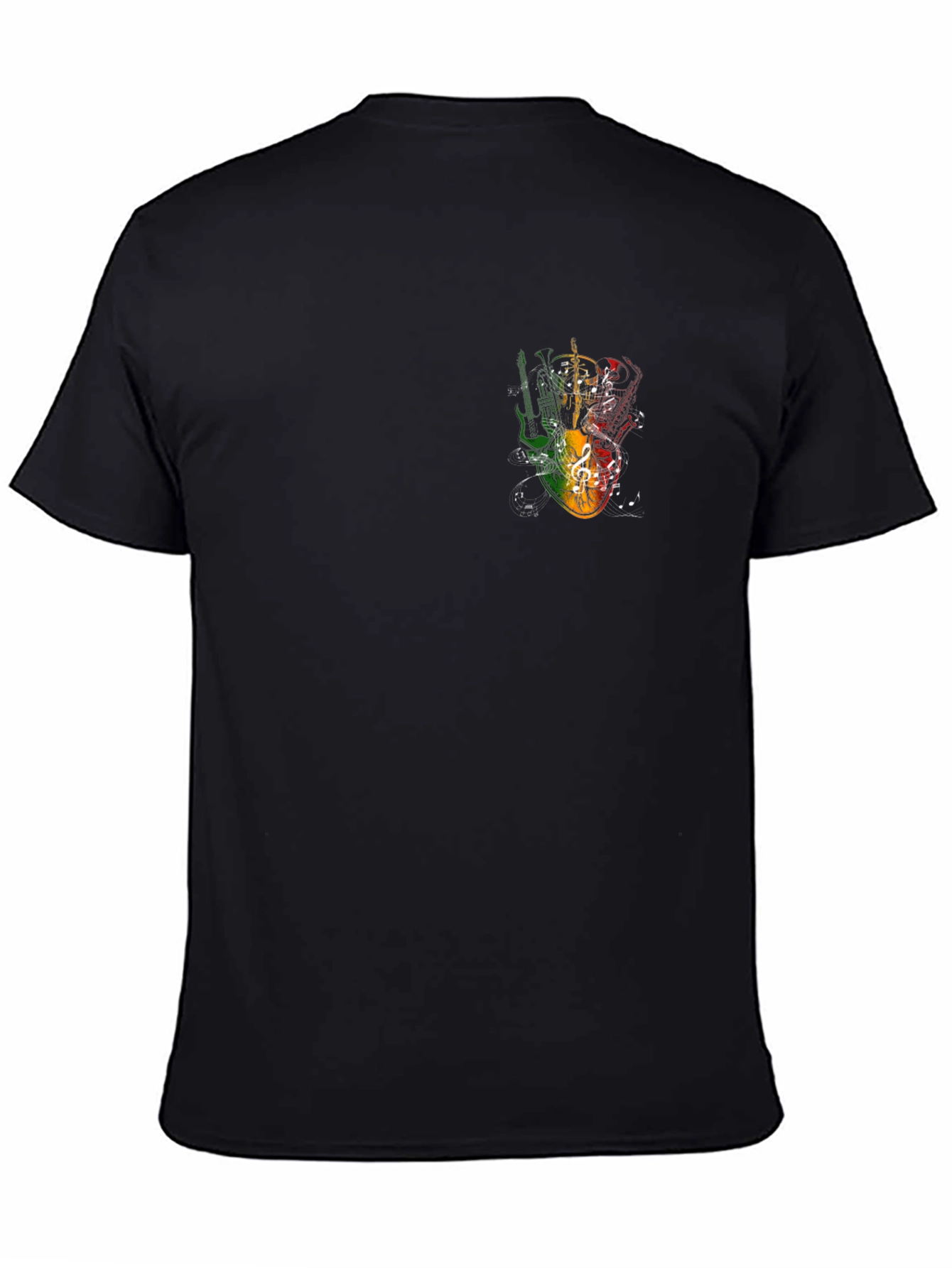 Rasta Guitar Graphic Black Tee - Music Lovers T-Shirt
