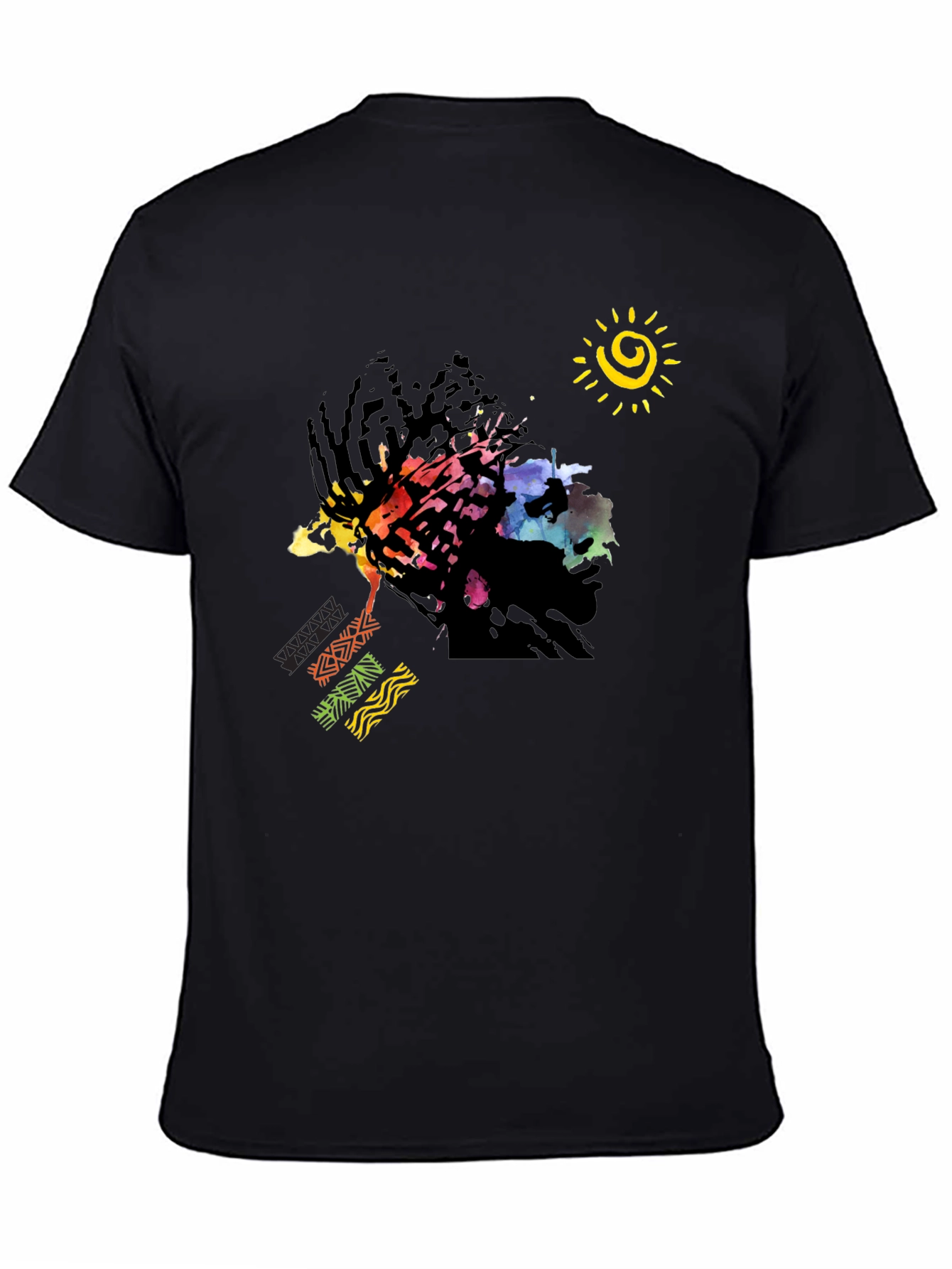Abstract Afro Art Graphic T-Shirt - Black