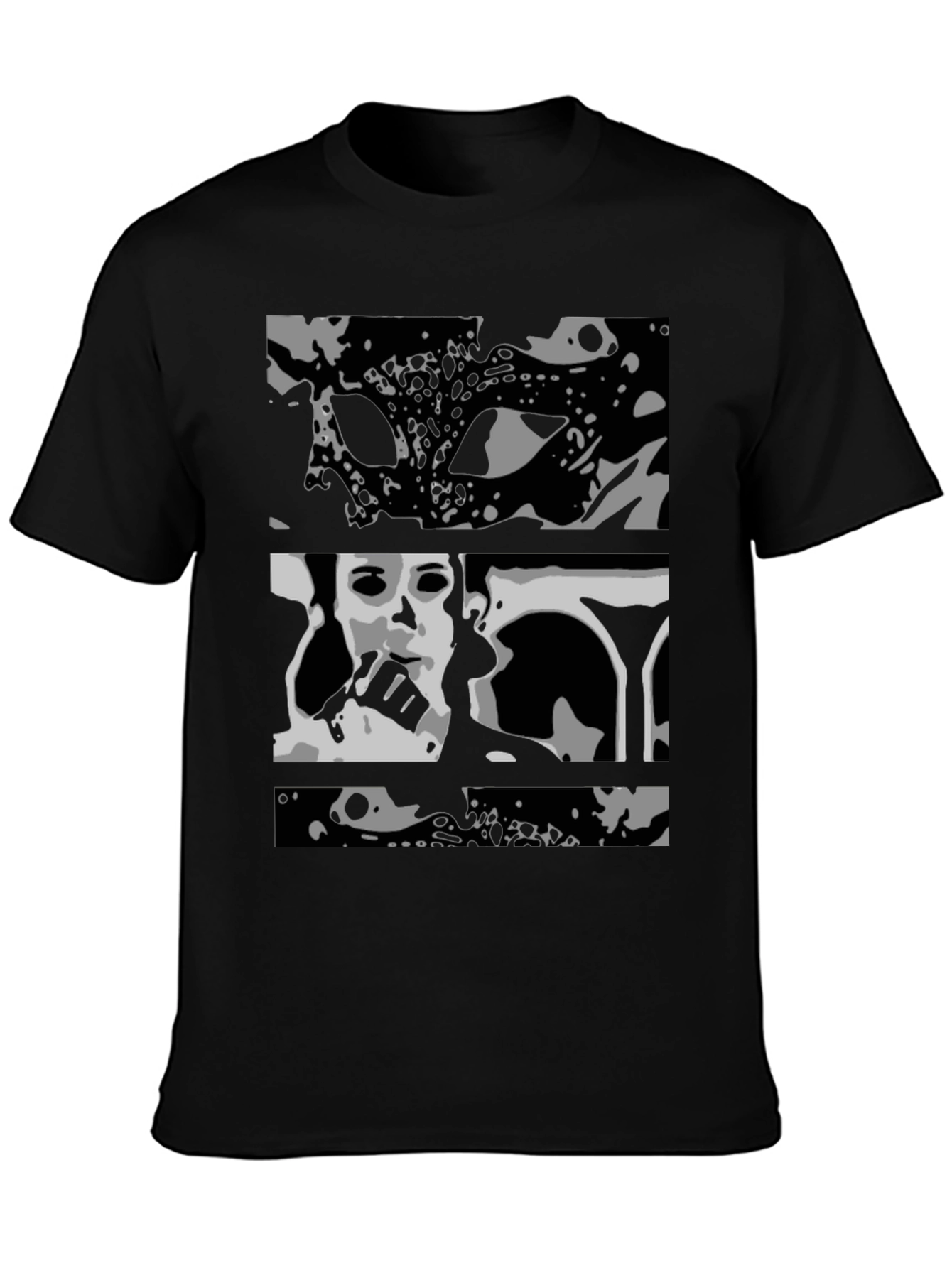 Abstract Black Graphic Print T-Shirt