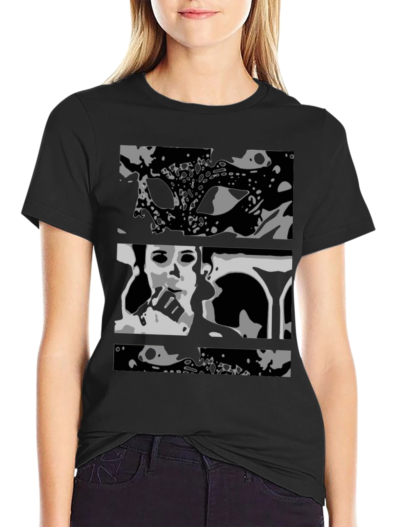 Abstract Black Graphic Print T-Shirt