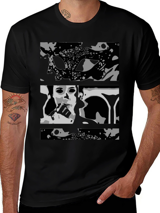 Abstract Black Graphic Print T-Shirt