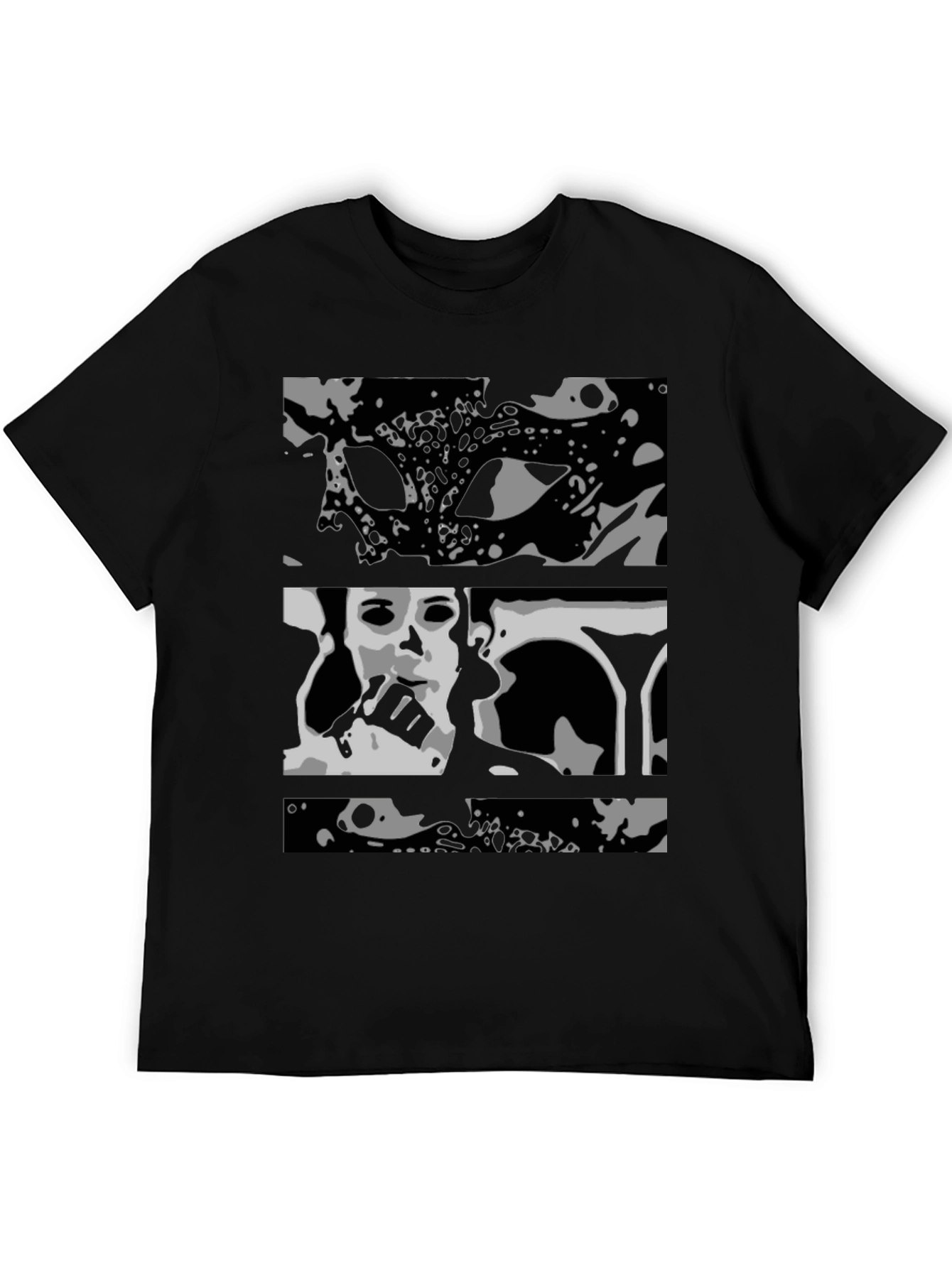 Abstract Black Graphic Print T-Shirt