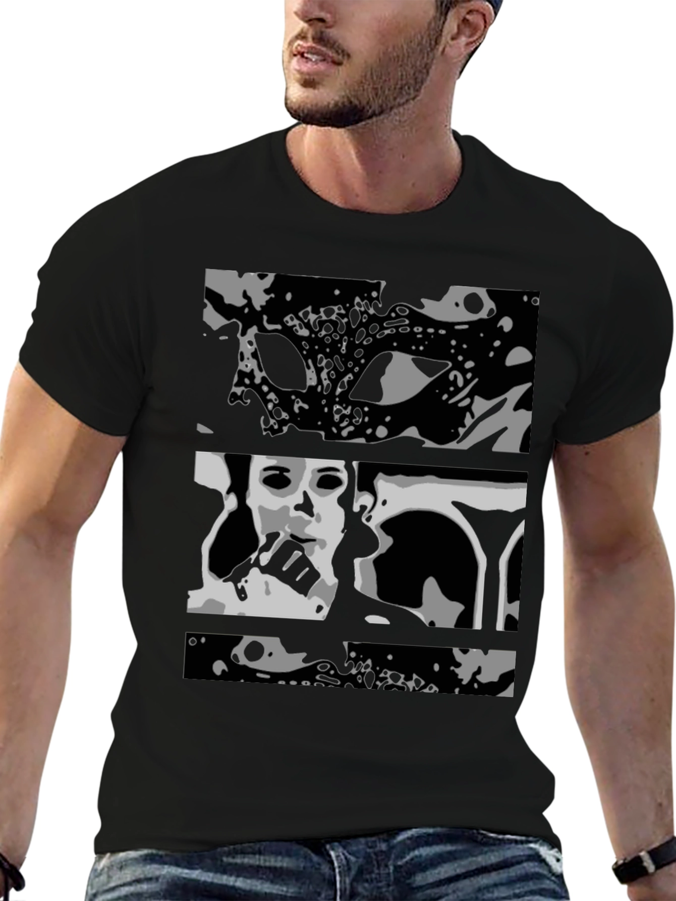 Abstract Black Graphic Print T-Shirt