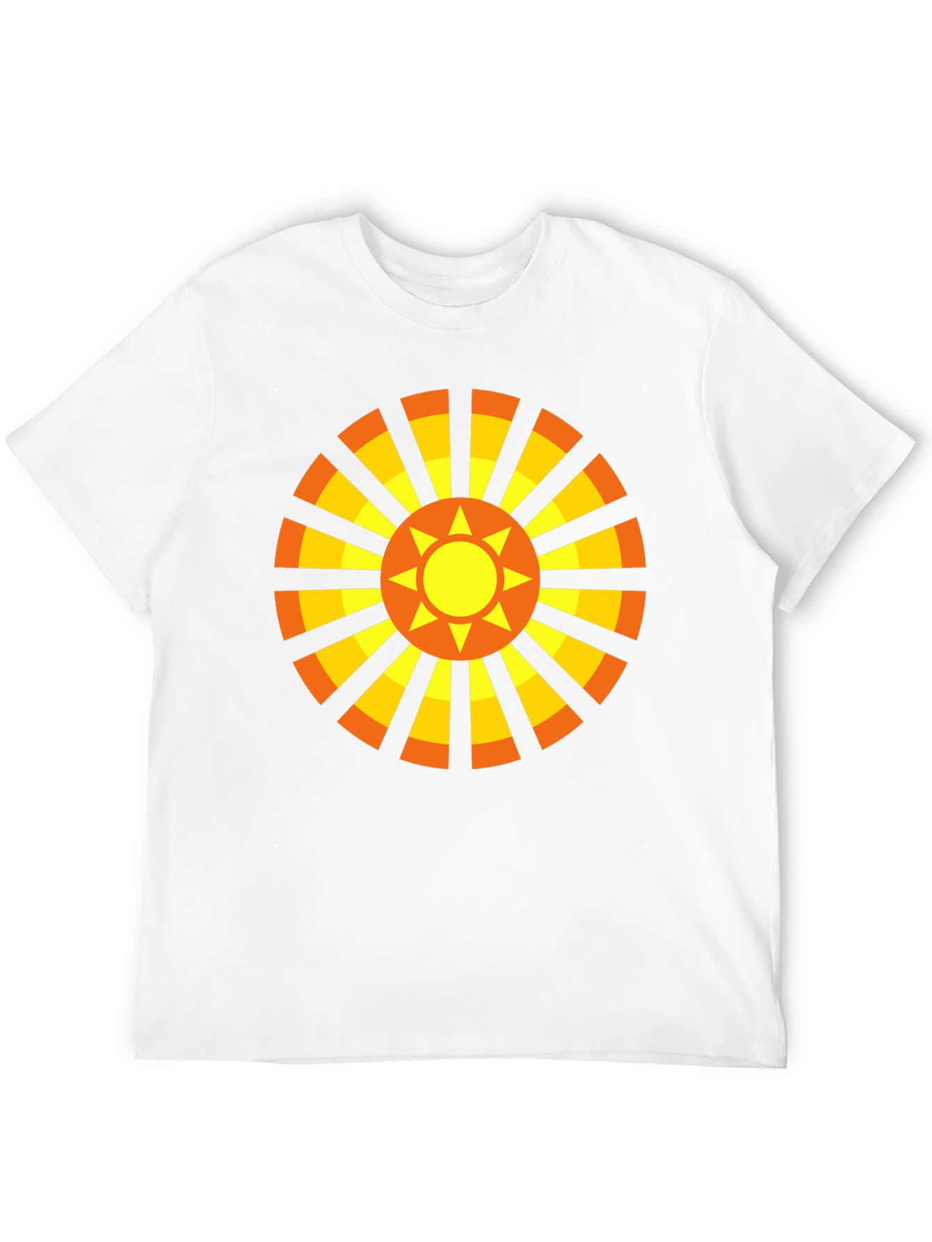 Geometric Sun Graphic Tee - Casual Black Shirt