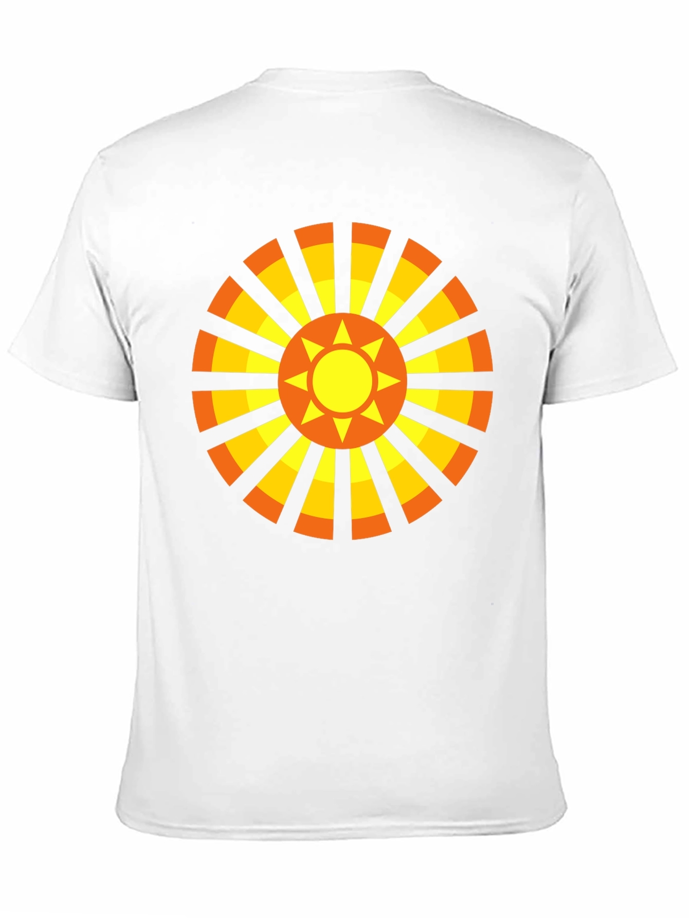 Geometric Sun Graphic Tee - Casual Black Shirt