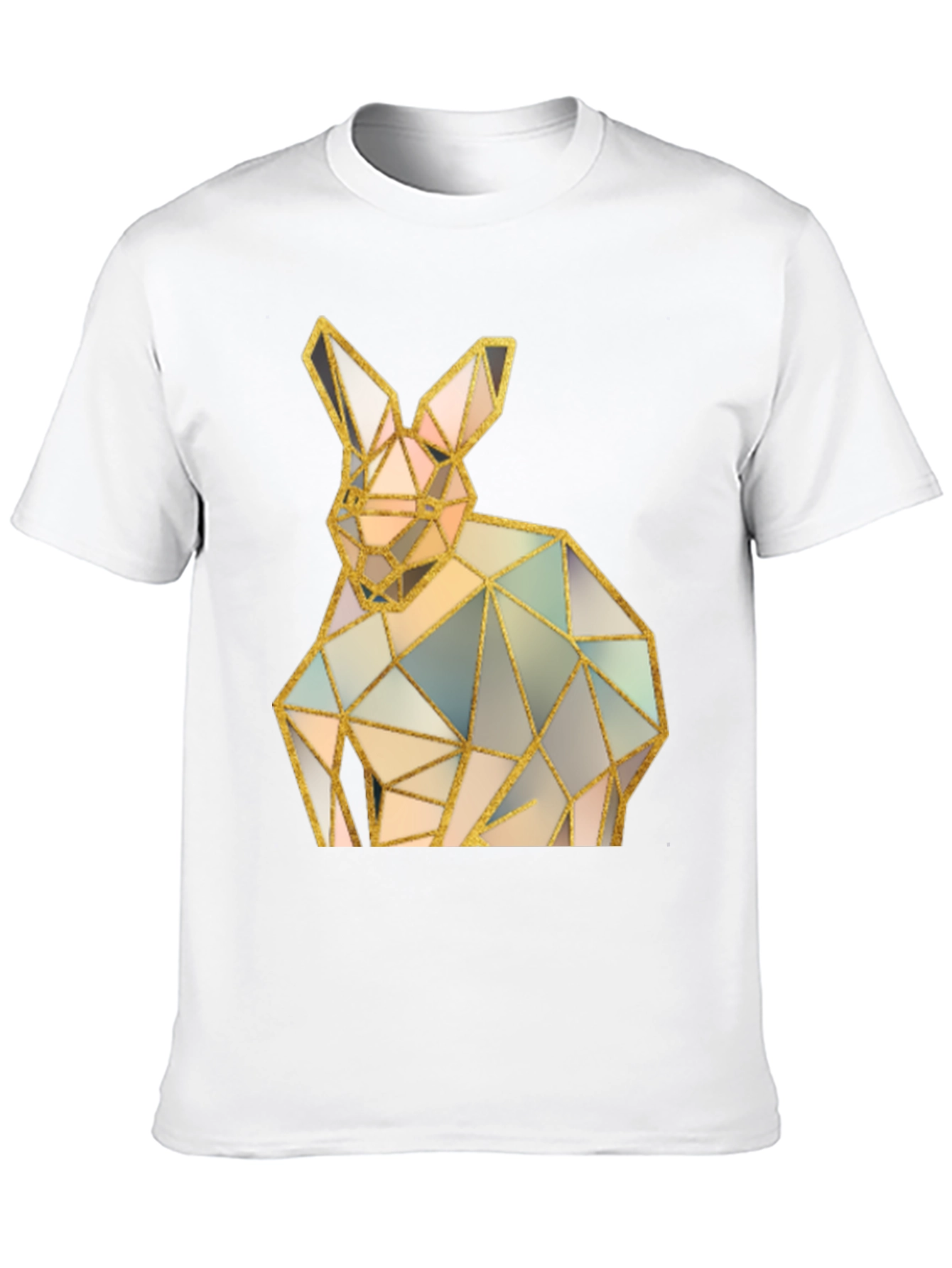 Geometric Rabbit Graphic Black T-Shirt