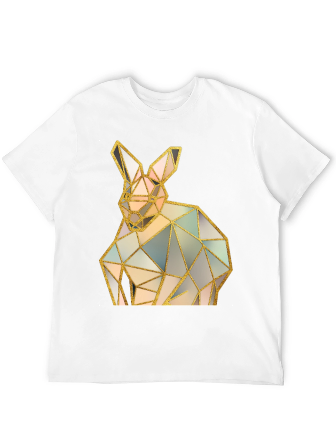 Geometric Rabbit Graphic Black T-Shirt