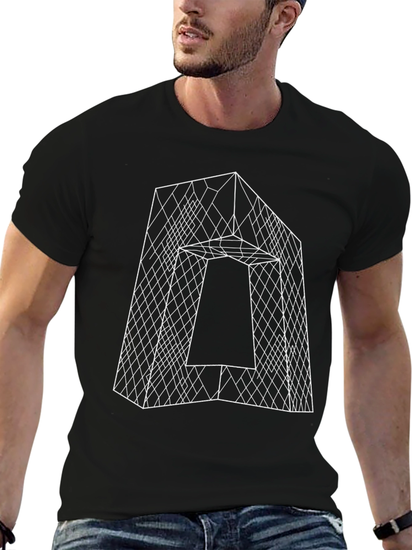 Geometric Building Outline Tee - Modern Design T-Shirt