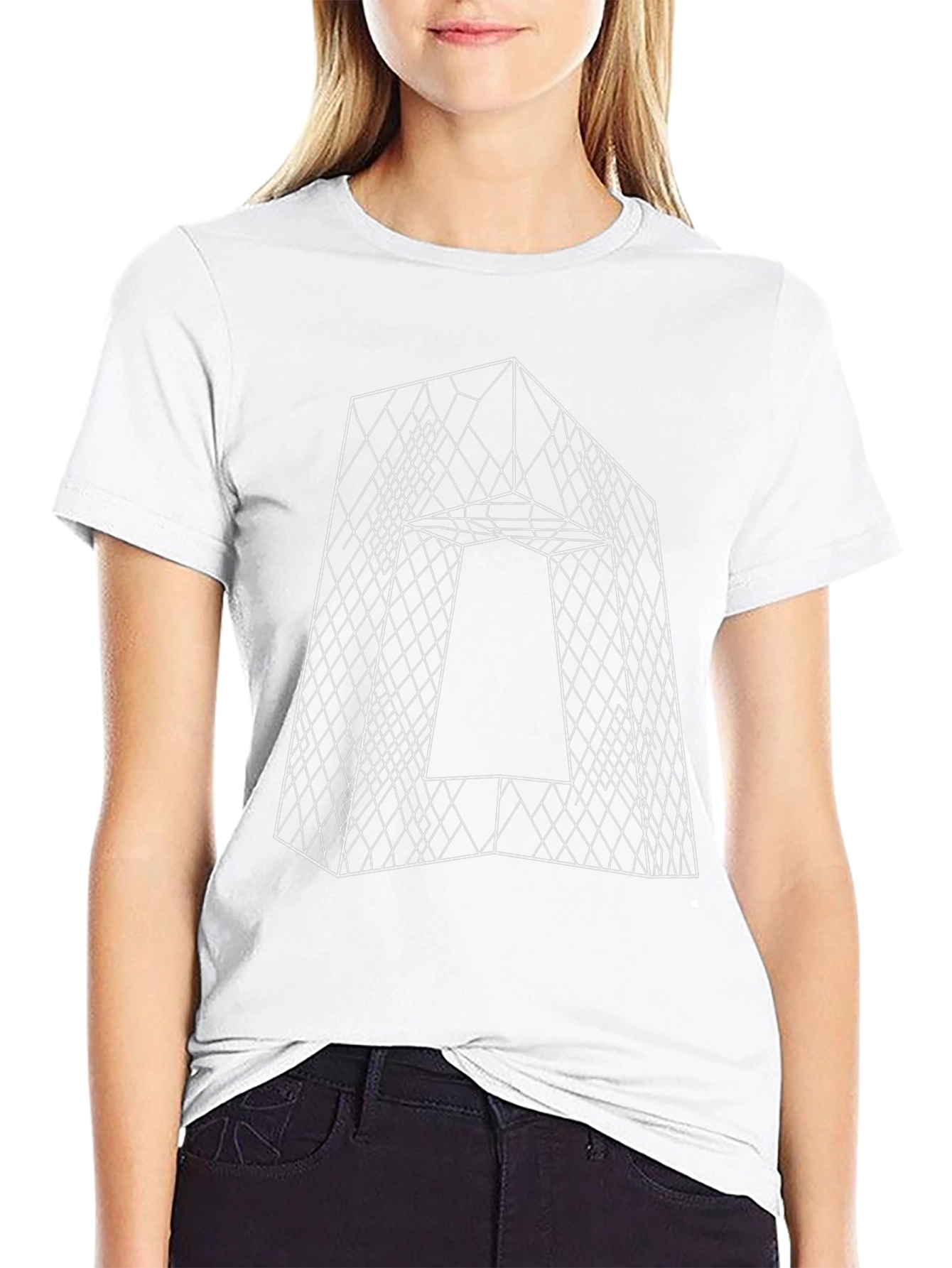Geometric Building Outline Tee - Modern Design T-Shirt