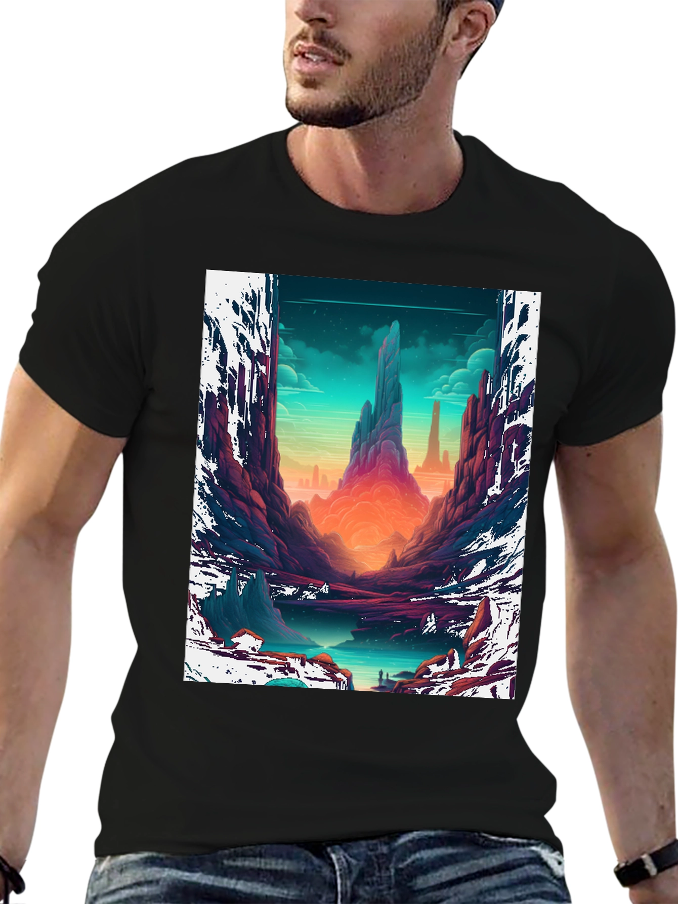Epic Landscape Graphic Tee - Black