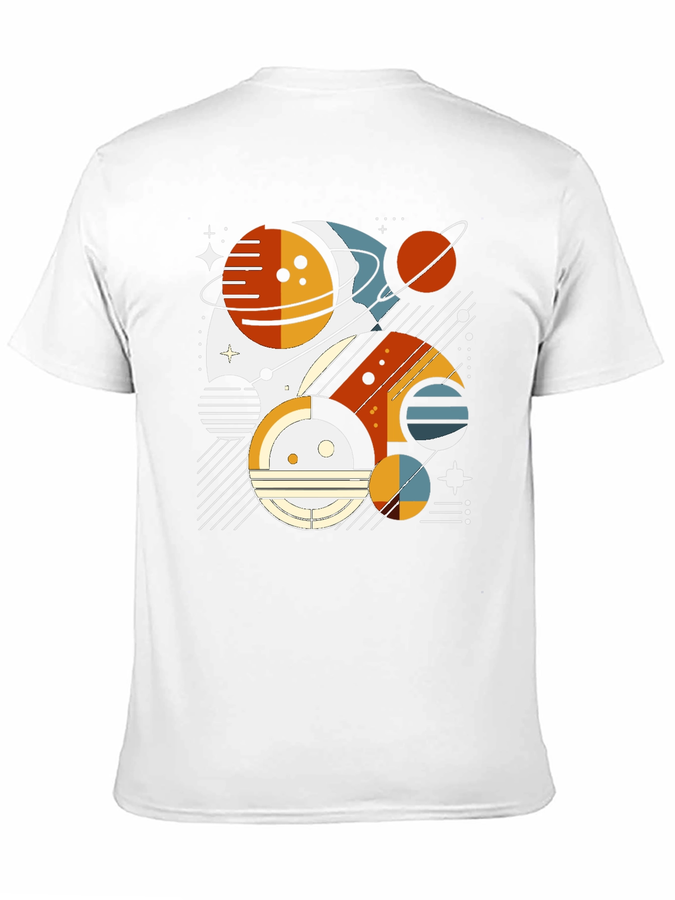 Geometric Planet Graphic Tee - Modern Space Design