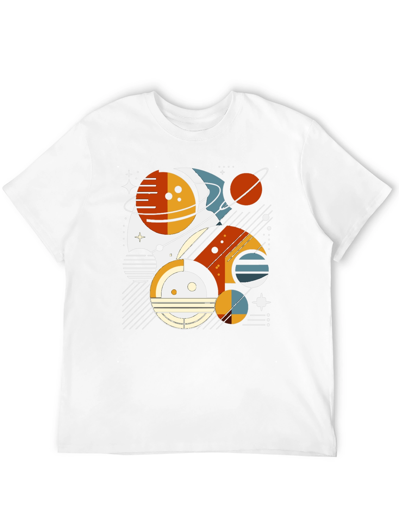 Geometric Planet Graphic Tee - Modern Space Design