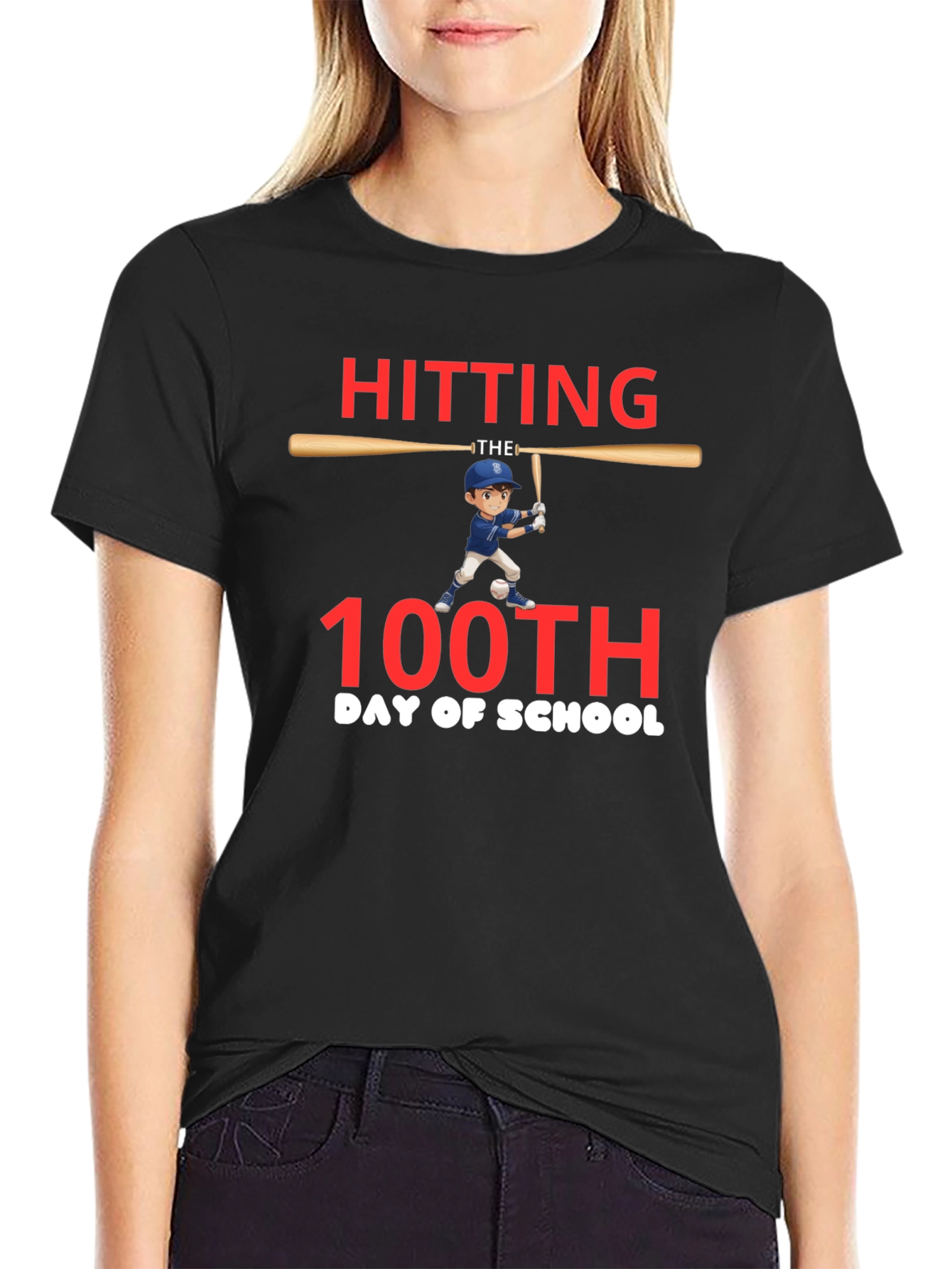Hitting 100th Day of School Baseball T-Shirt