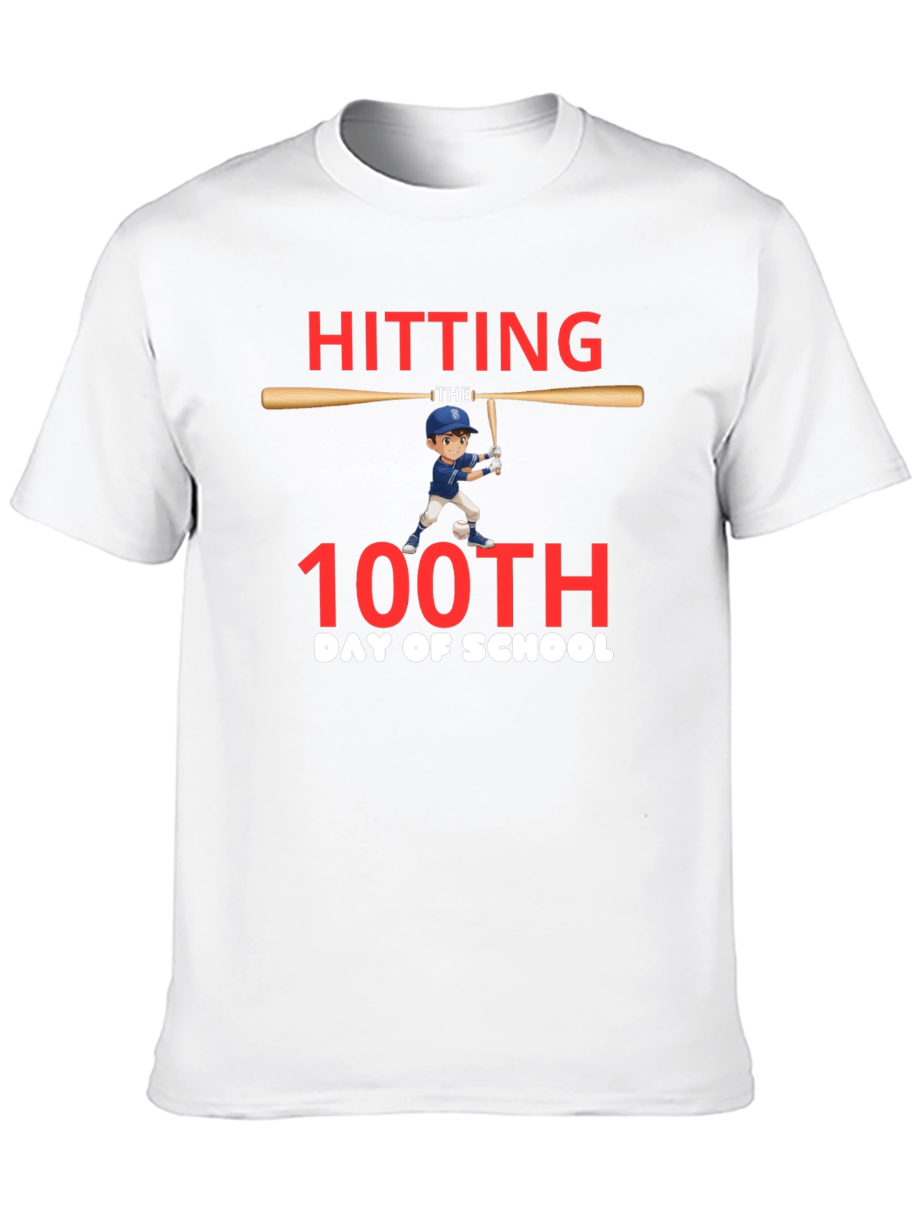 Hitting 100th Day of School Baseball T-Shirt