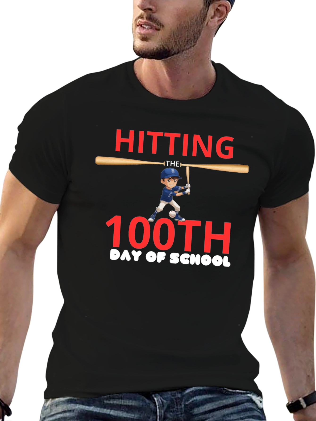 Hitting 100th Day of School Baseball T-Shirt