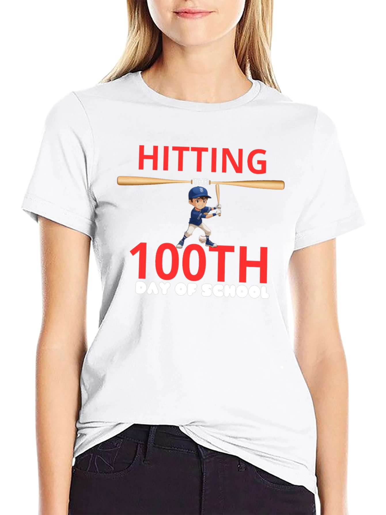 Hitting 100th Day of School Baseball T-Shirt