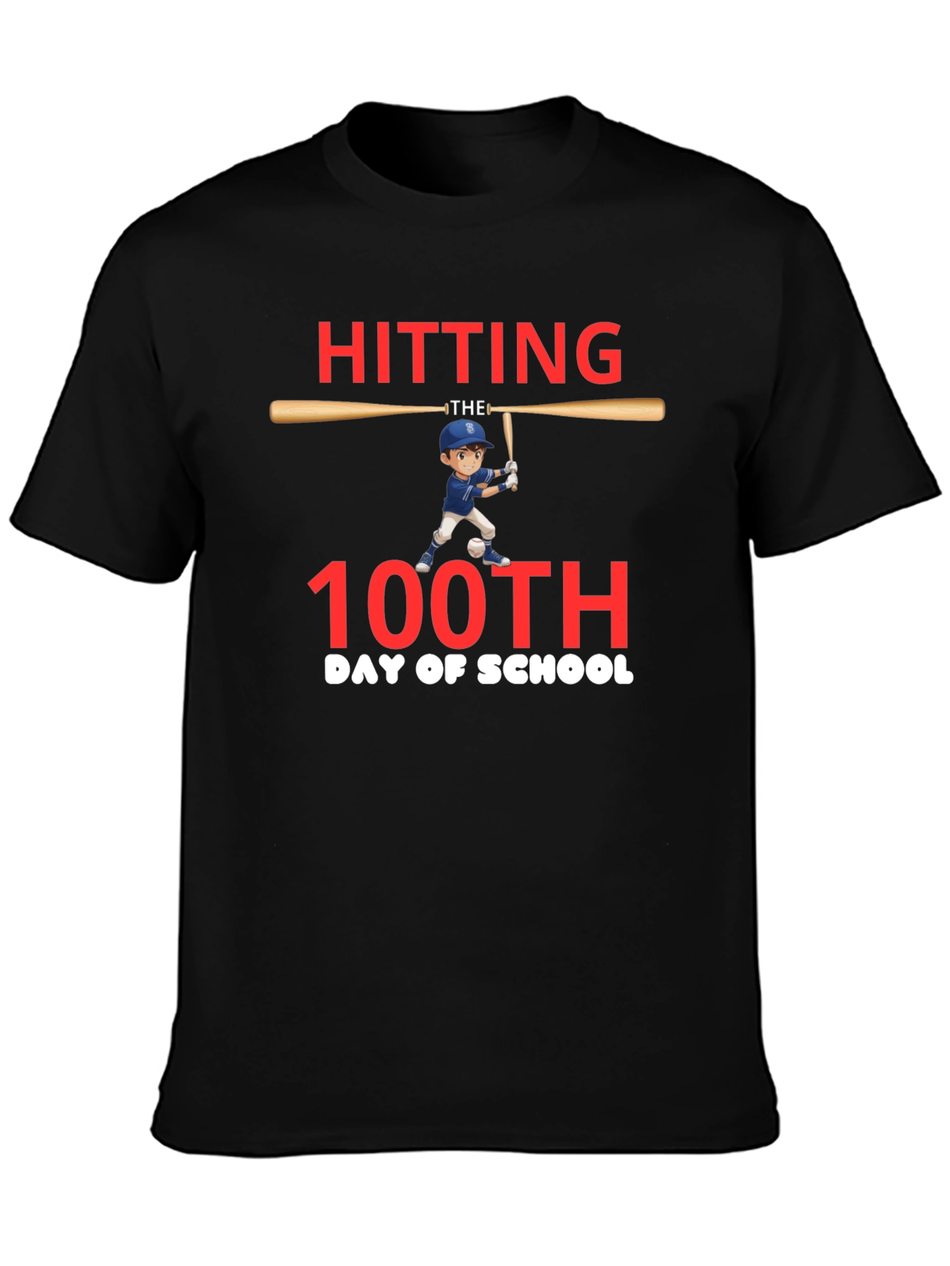 Hitting 100th Day of School Baseball T-Shirt