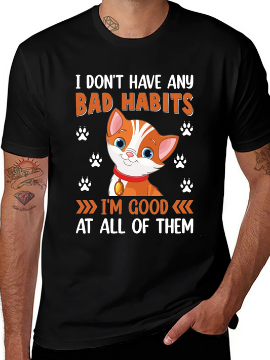 Funny Cat Bad Habits Graphic T-Shirt