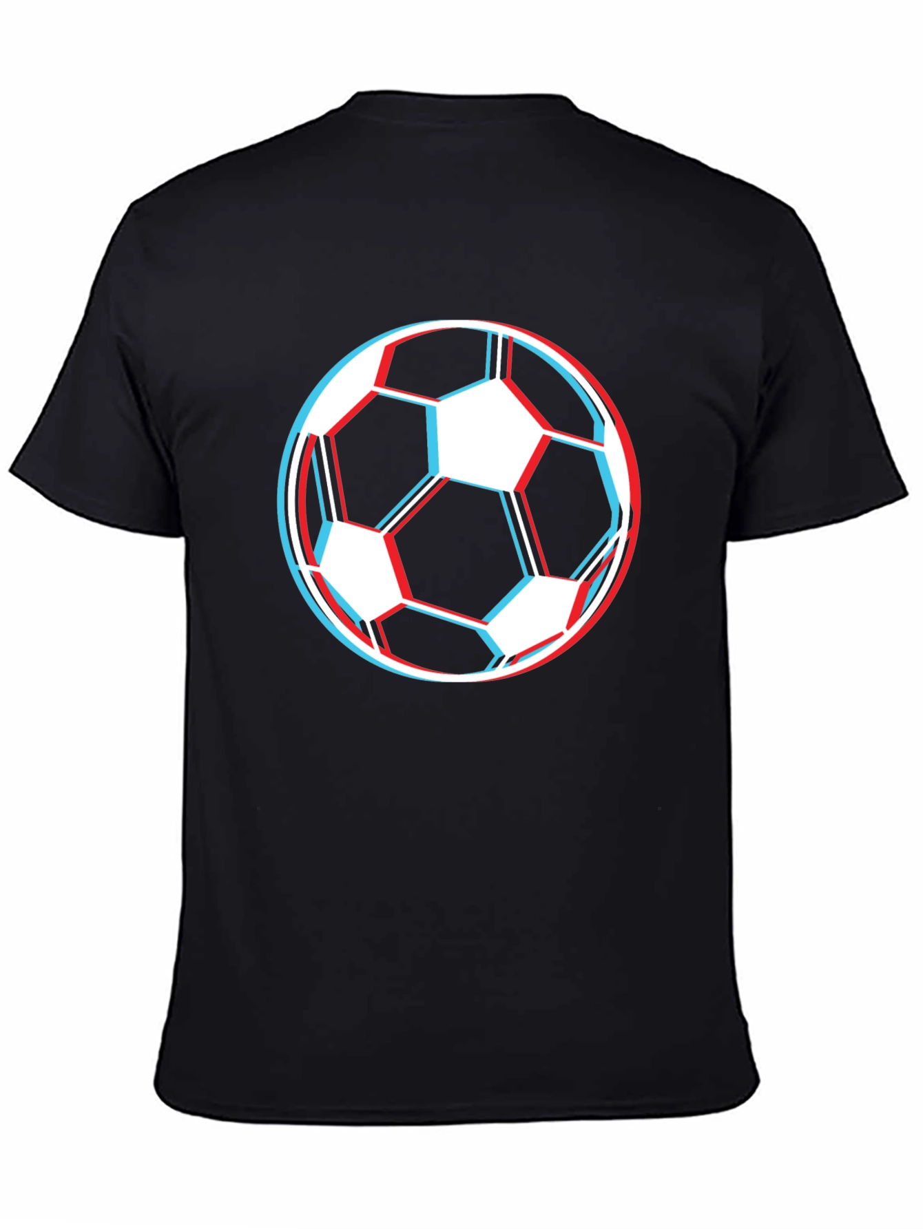 Soccer Ball Graphic Tee - Black Cotton T-Shirt