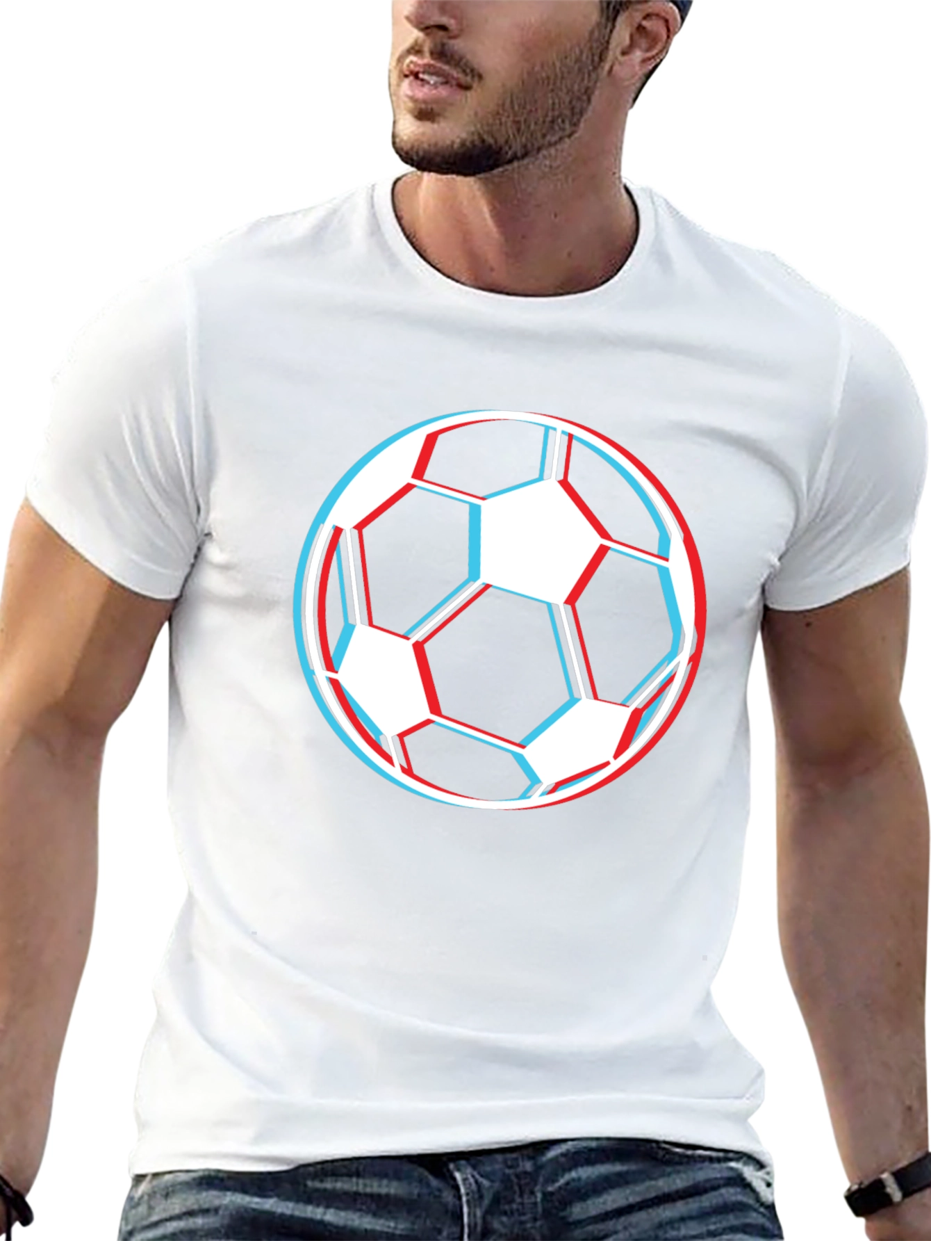 Soccer Ball Graphic Tee - Black Cotton T-Shirt