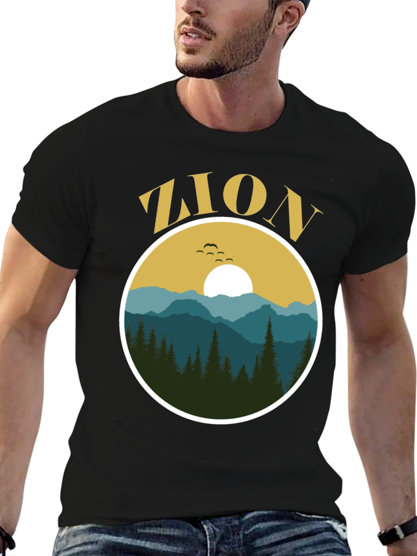Zion Nature Graphic Black T-Shirt