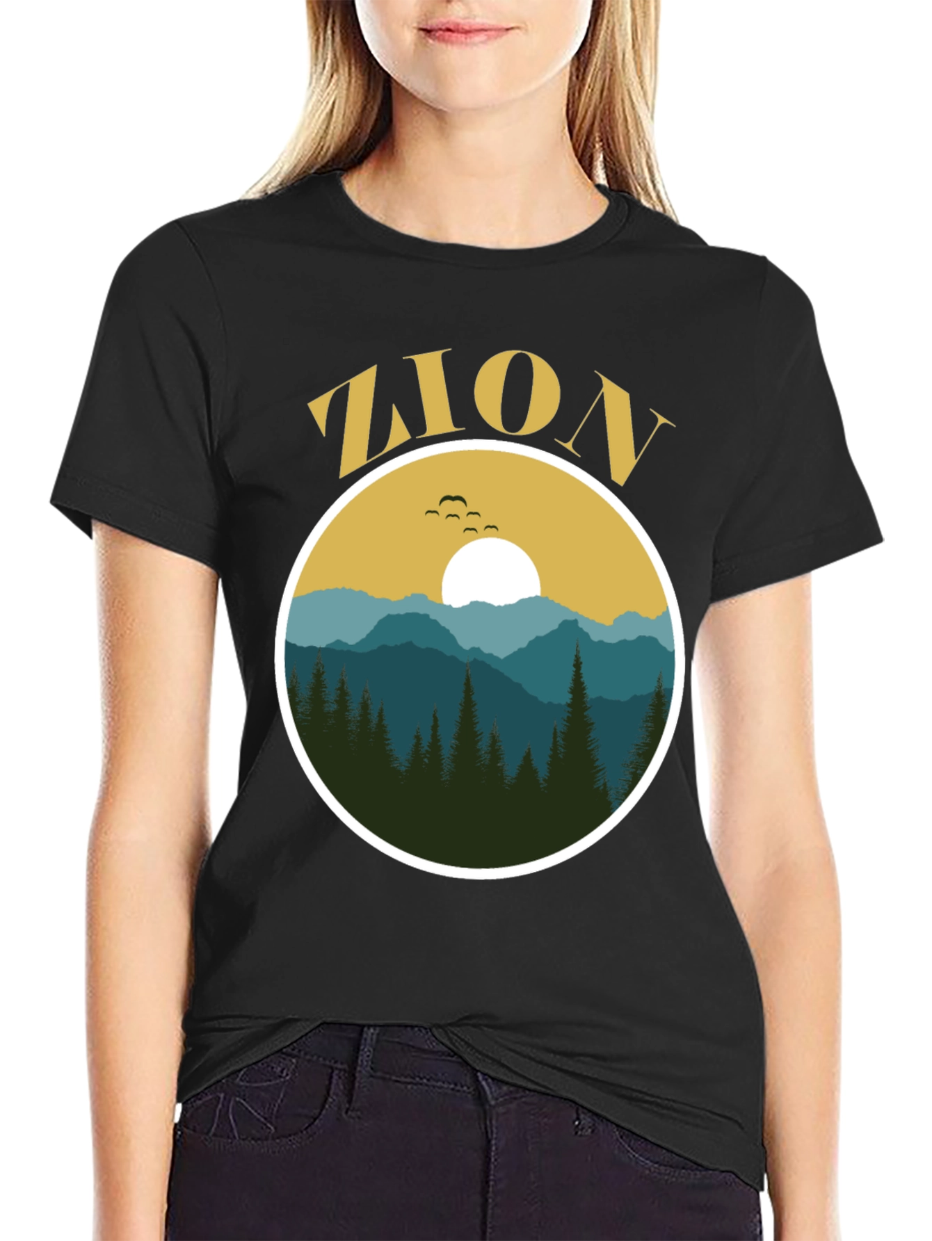 Zion Nature Graphic Black T-Shirt