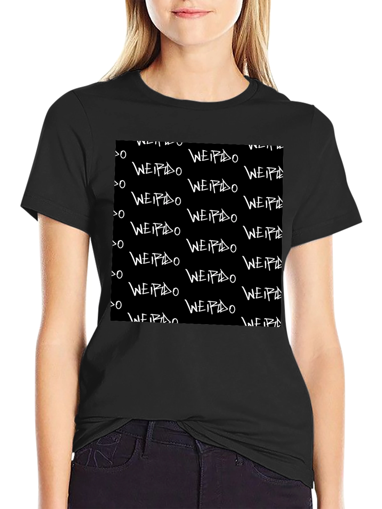 Weirdo Pattern Black Graphic Tee
