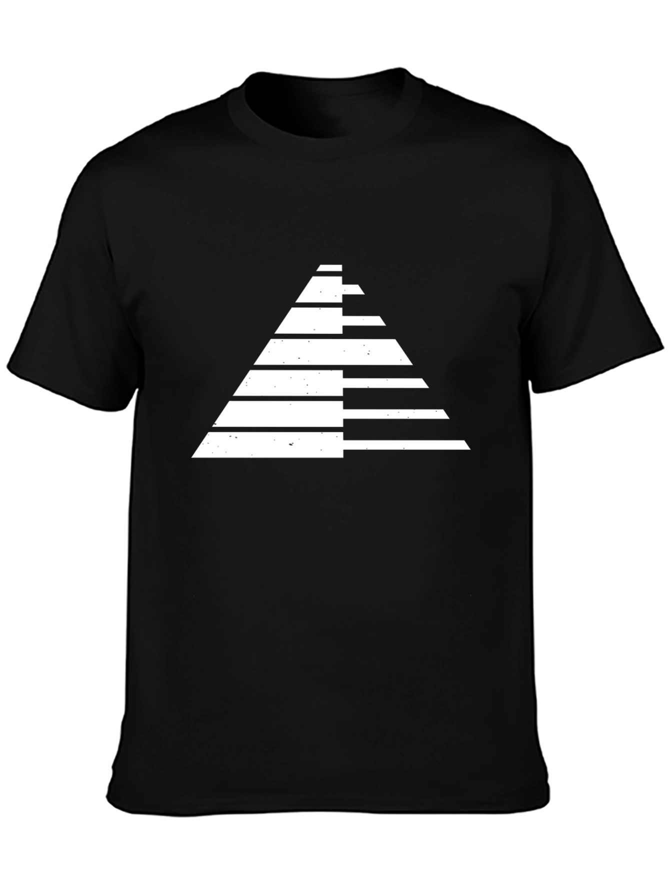 Modern Geometric Pyramid Graphic Tee - Black