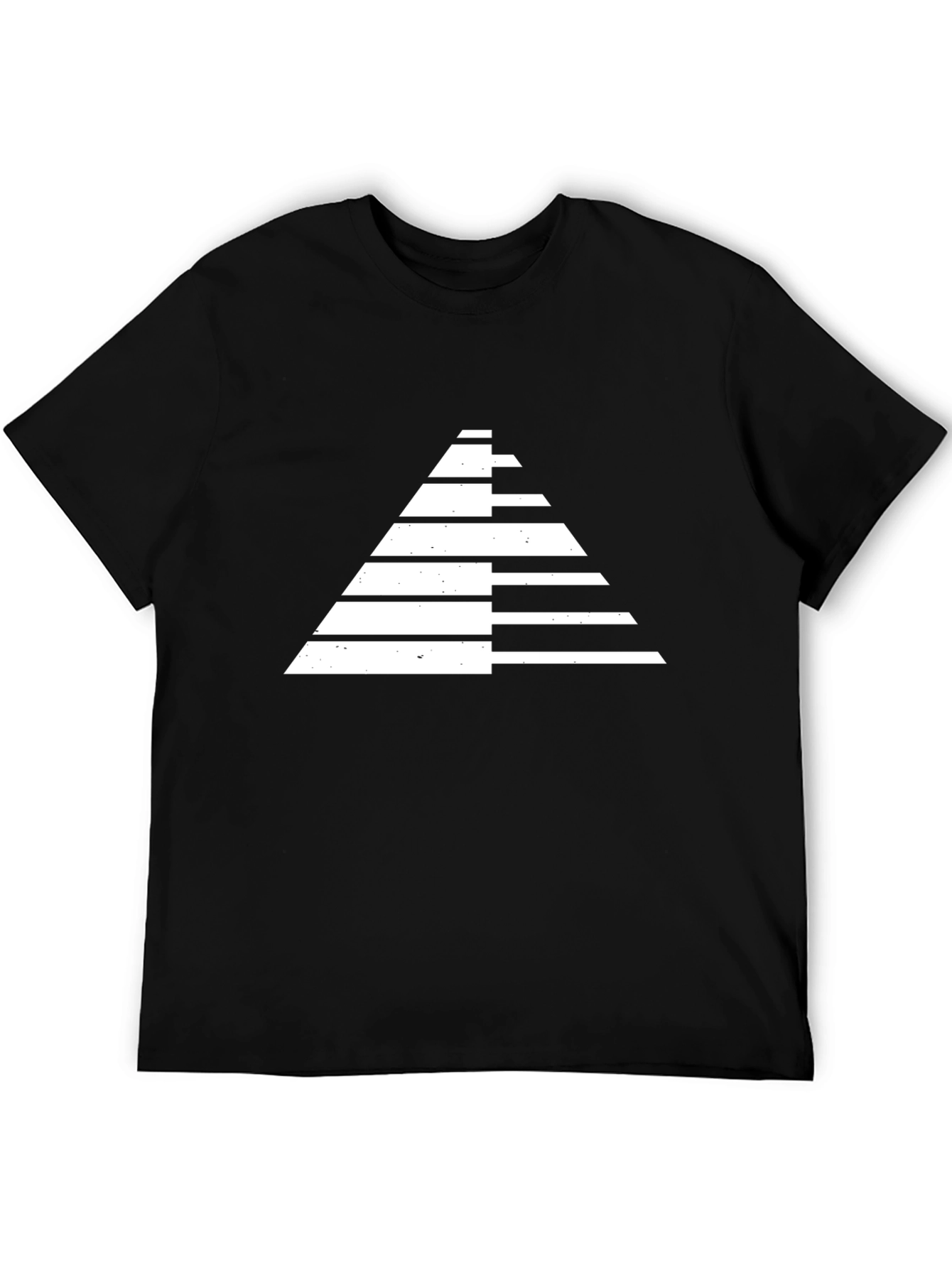 Modern Geometric Pyramid Graphic Tee - Black