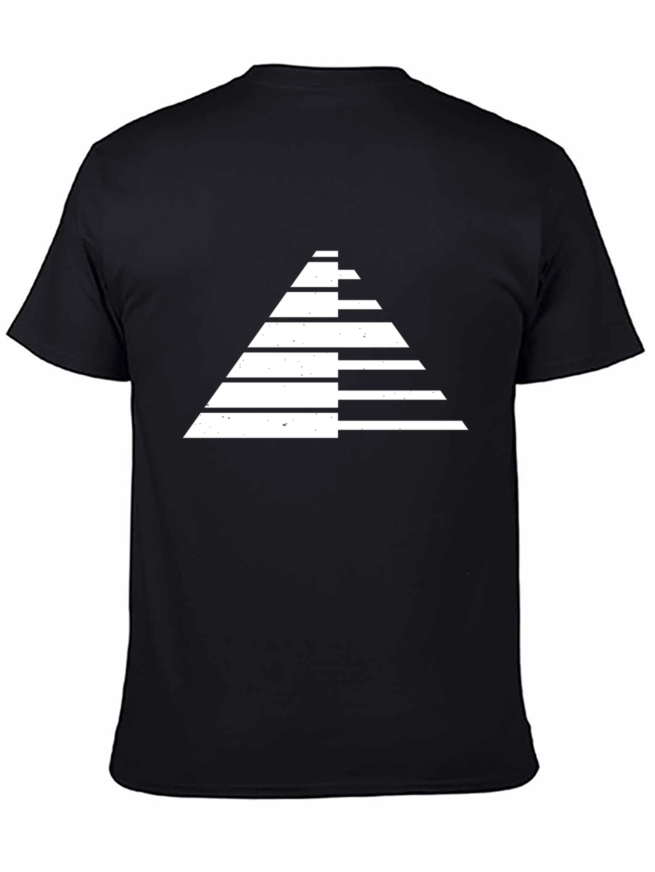 Modern Geometric Pyramid Graphic Tee - Black