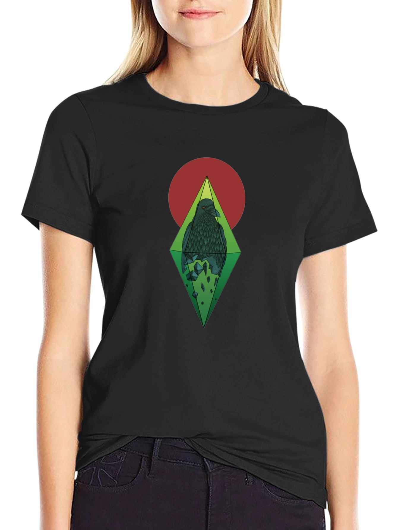 Raven Graphic Print Black T-Shirt