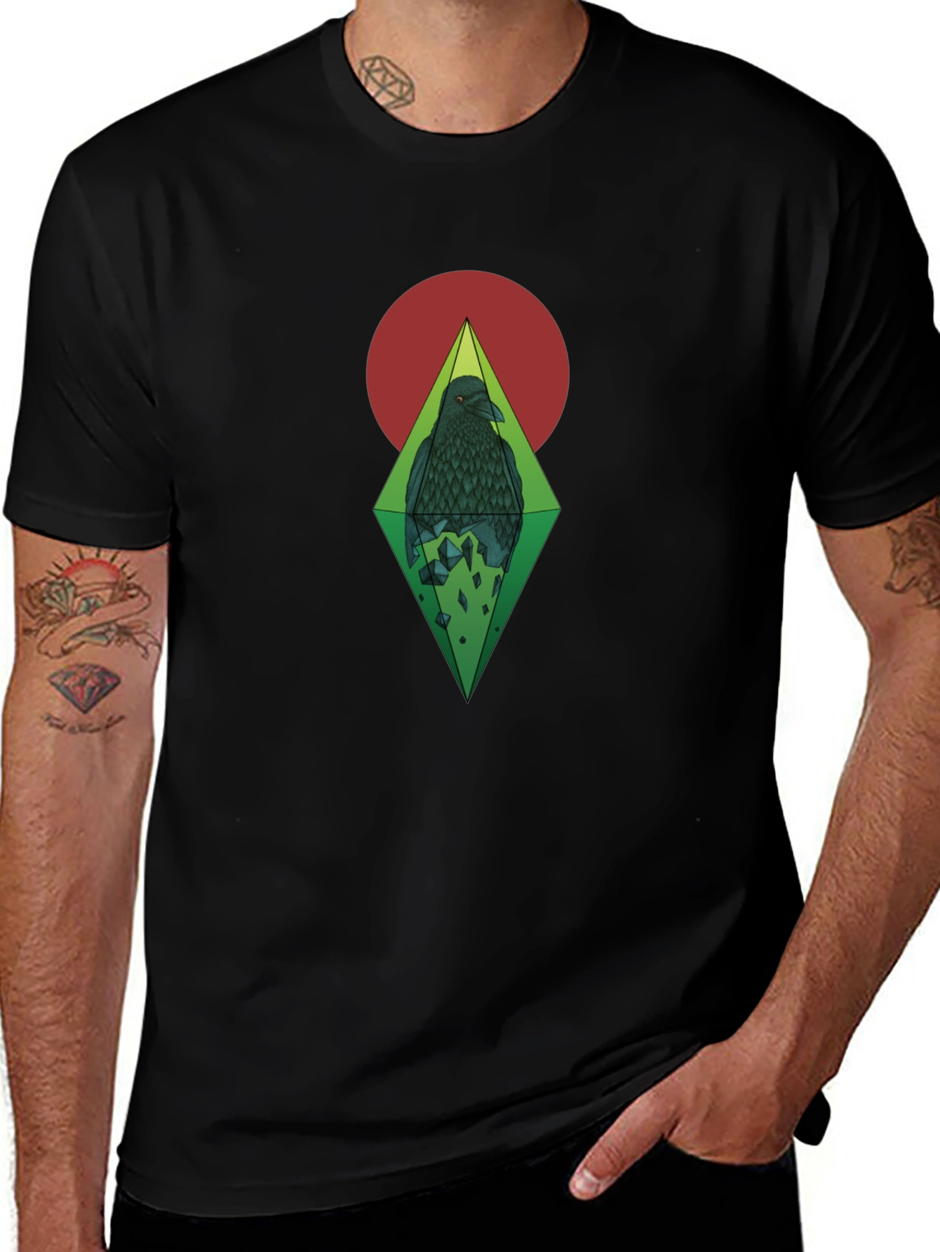 Raven Graphic Print Black T-Shirt