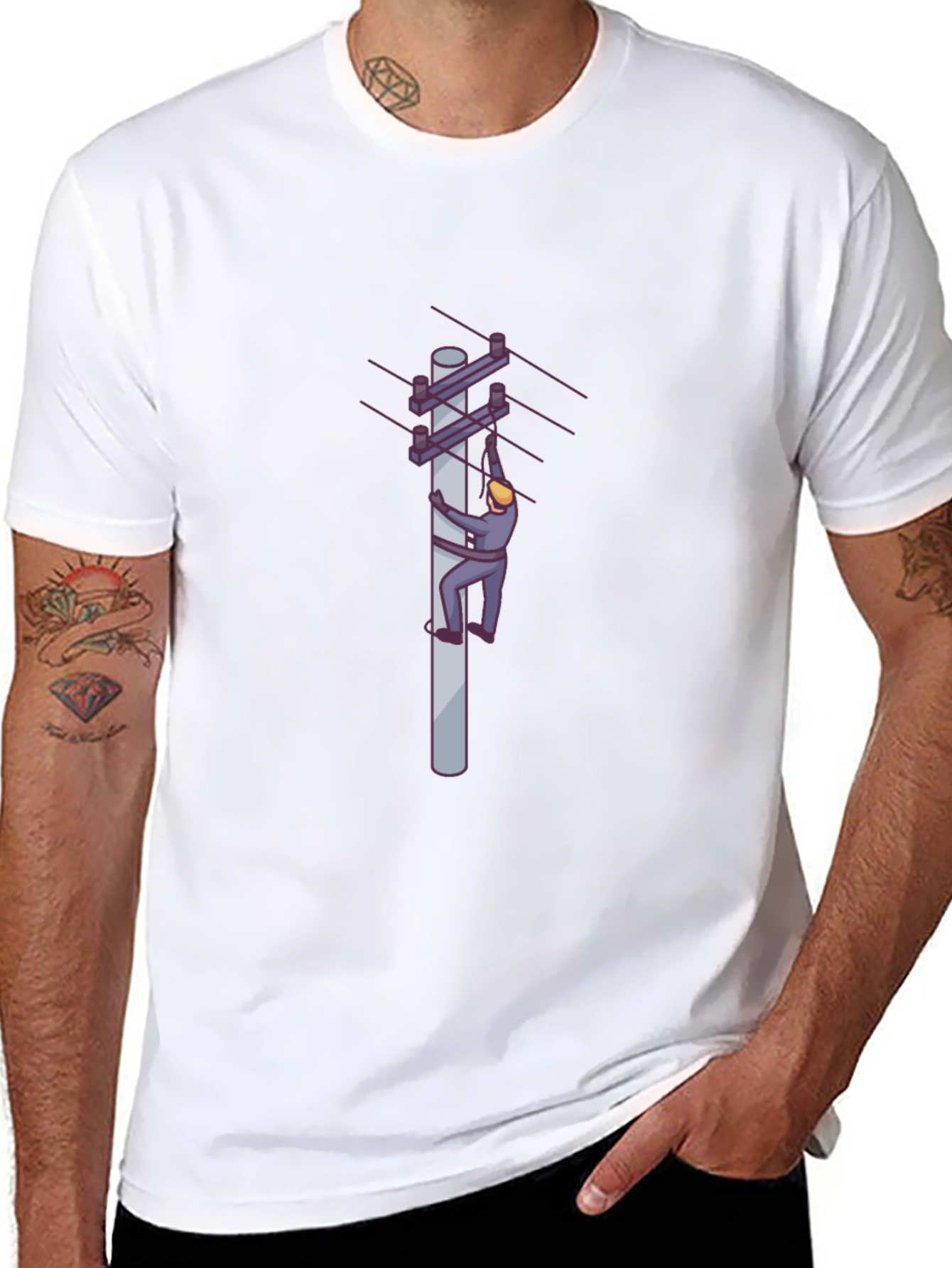 Electrician T-Shirt - Mens Black Crew Neck Tee