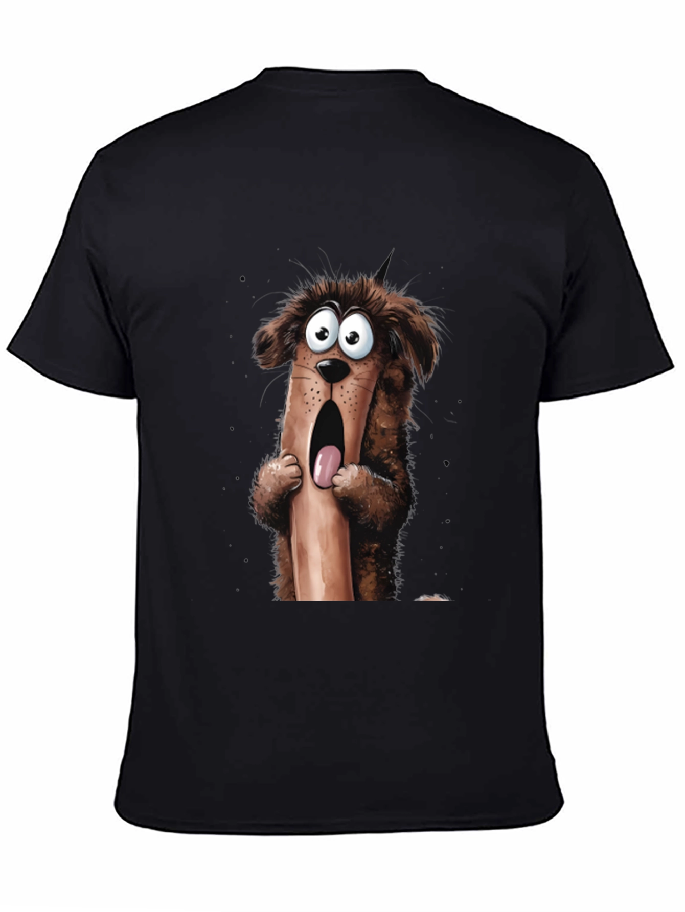 Cartoon Dog Graphic T-Shirt Mens Black Tee