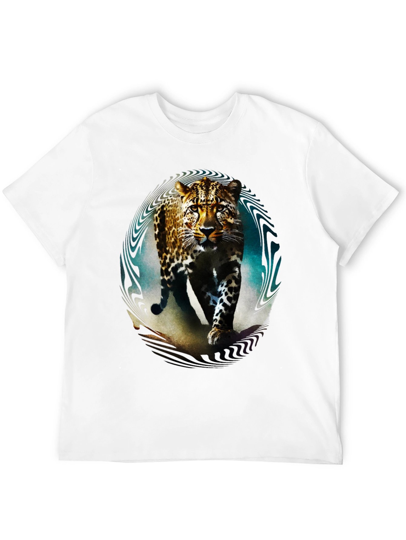 Leopard Graphic Print Mens Black T-Shirt
