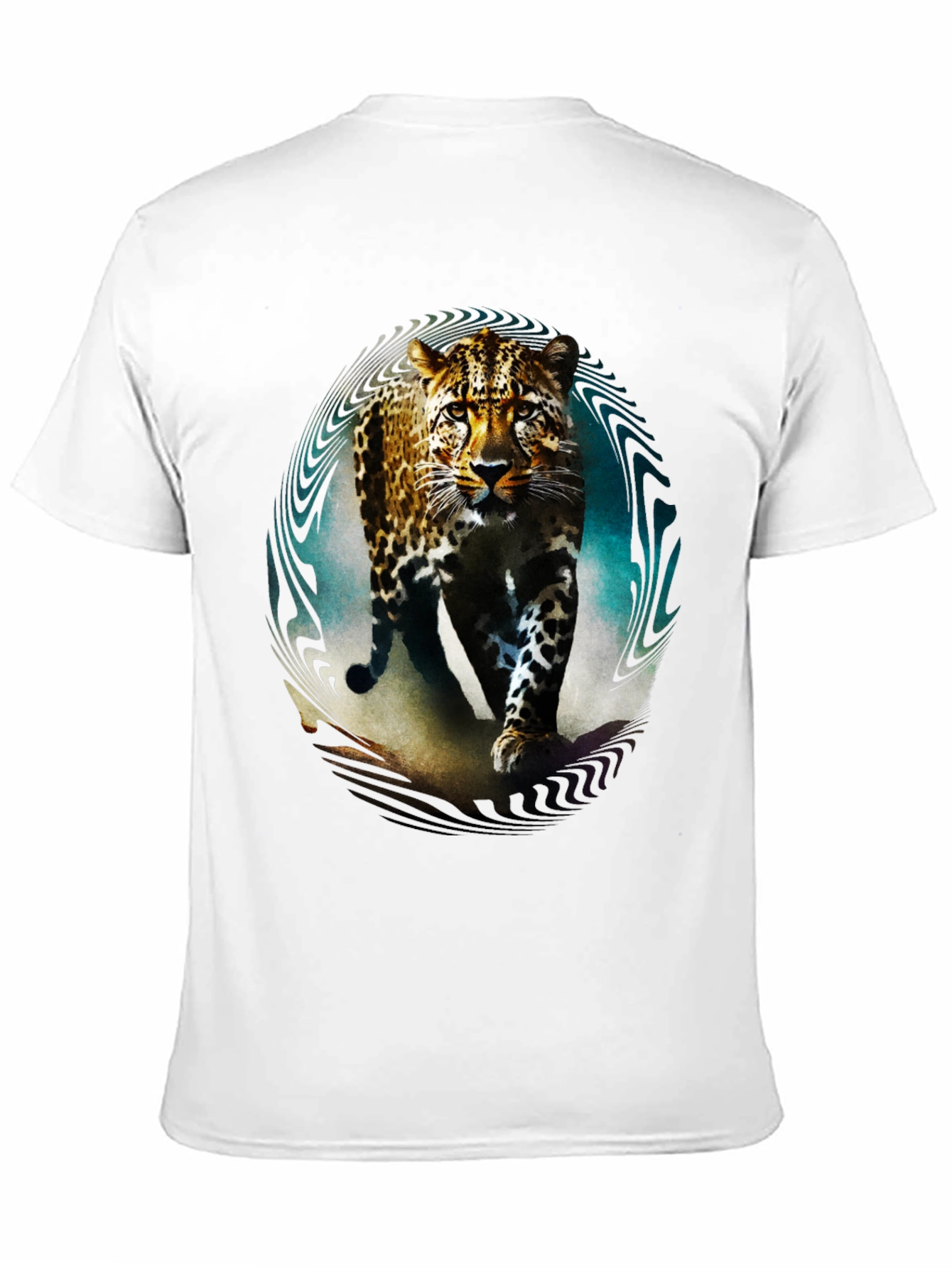 Leopard Graphic Print Mens Black T-Shirt