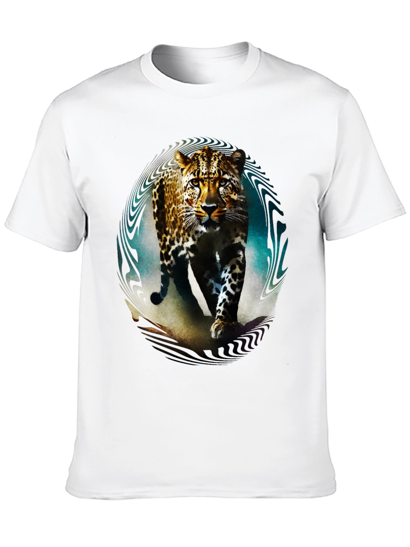 Leopard Graphic Print Mens Black T-Shirt