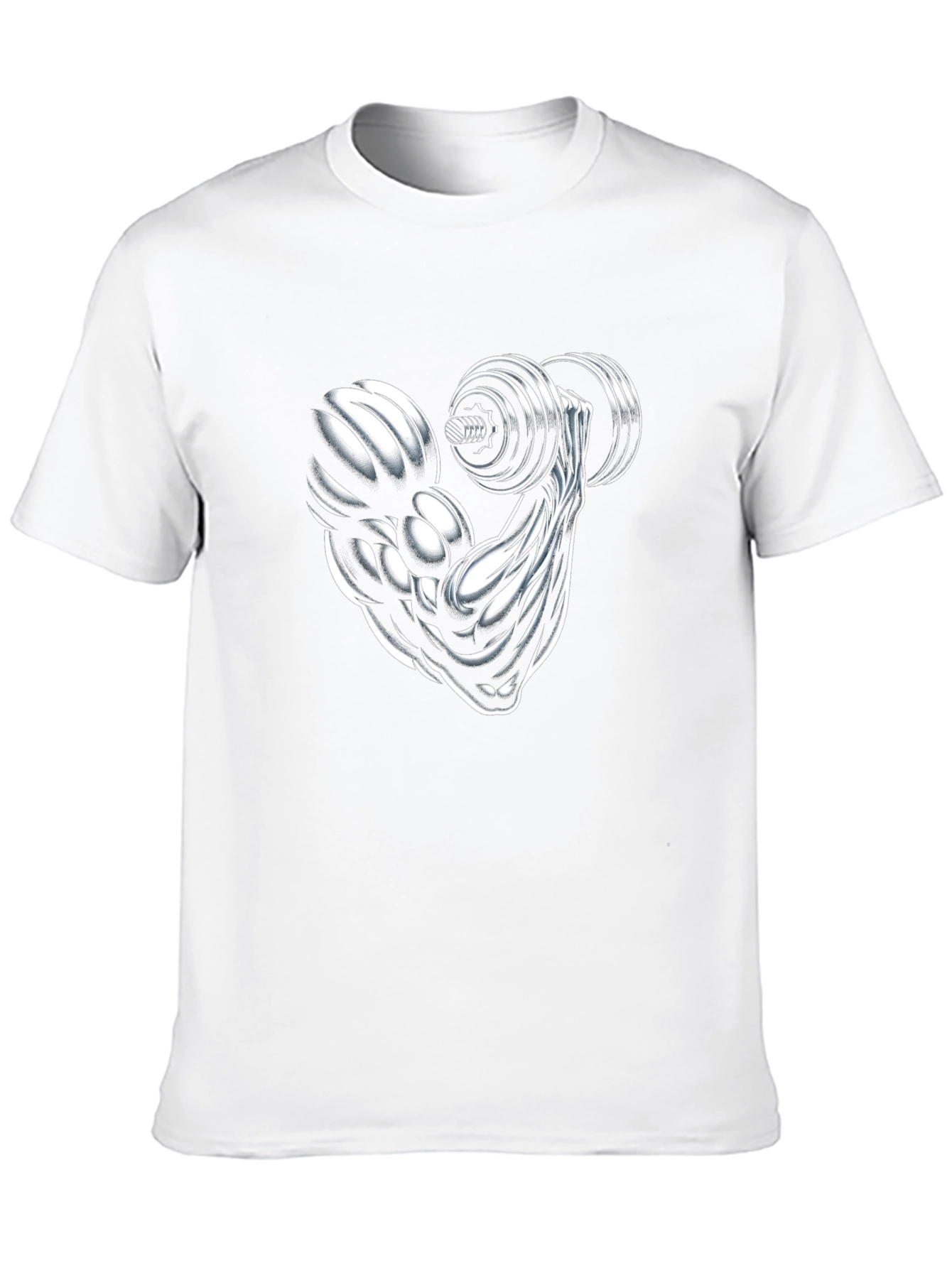 Muscle Arm Dumbbell Graphic Print Tee - Black