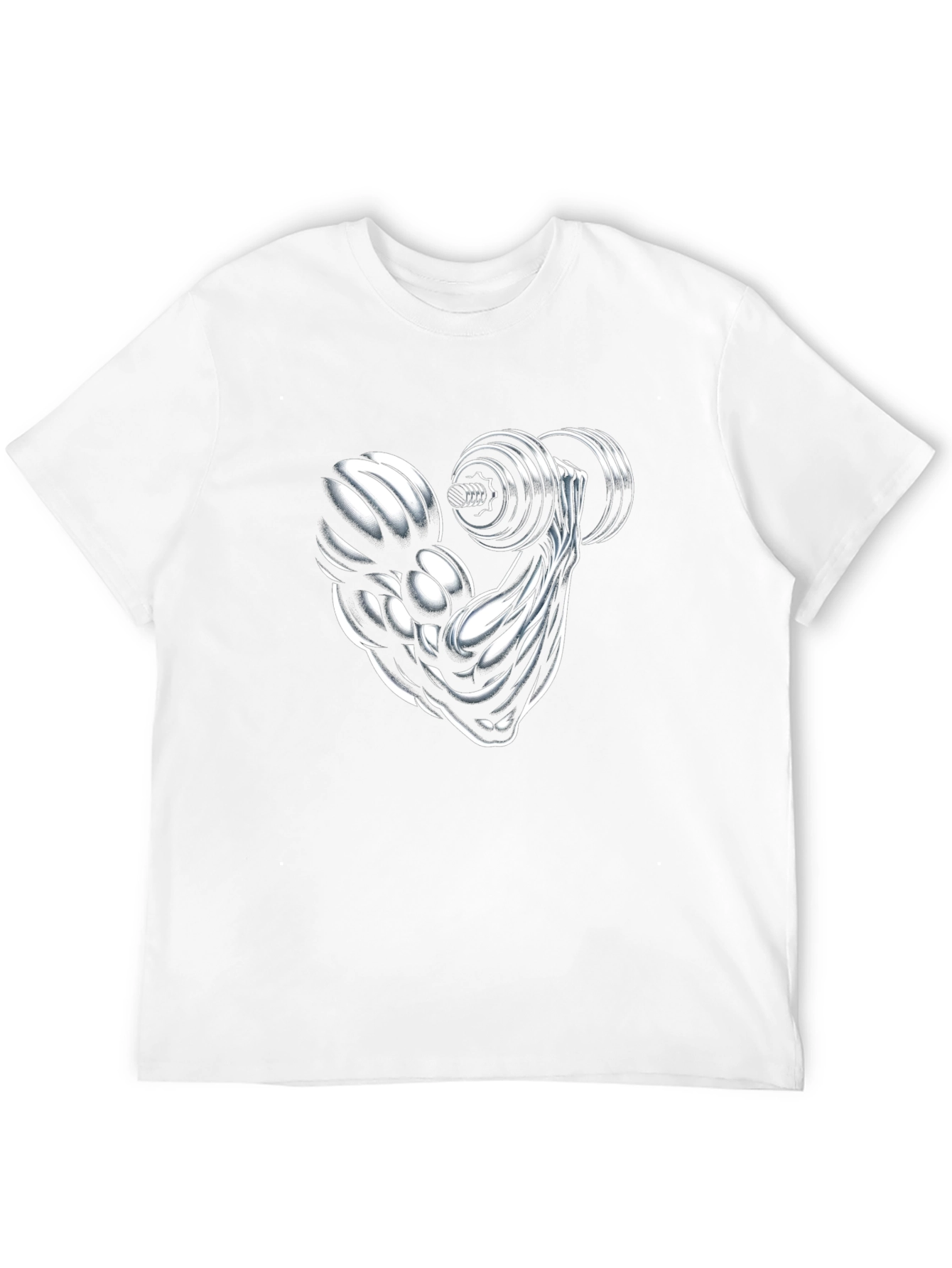 Muscle Arm Dumbbell Graphic Print Tee - Black
